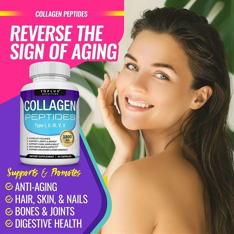 Premium Collagen Peptides 1800 MG Hydrolyzed Anti-Aging – Types I,II,III,V,X++
