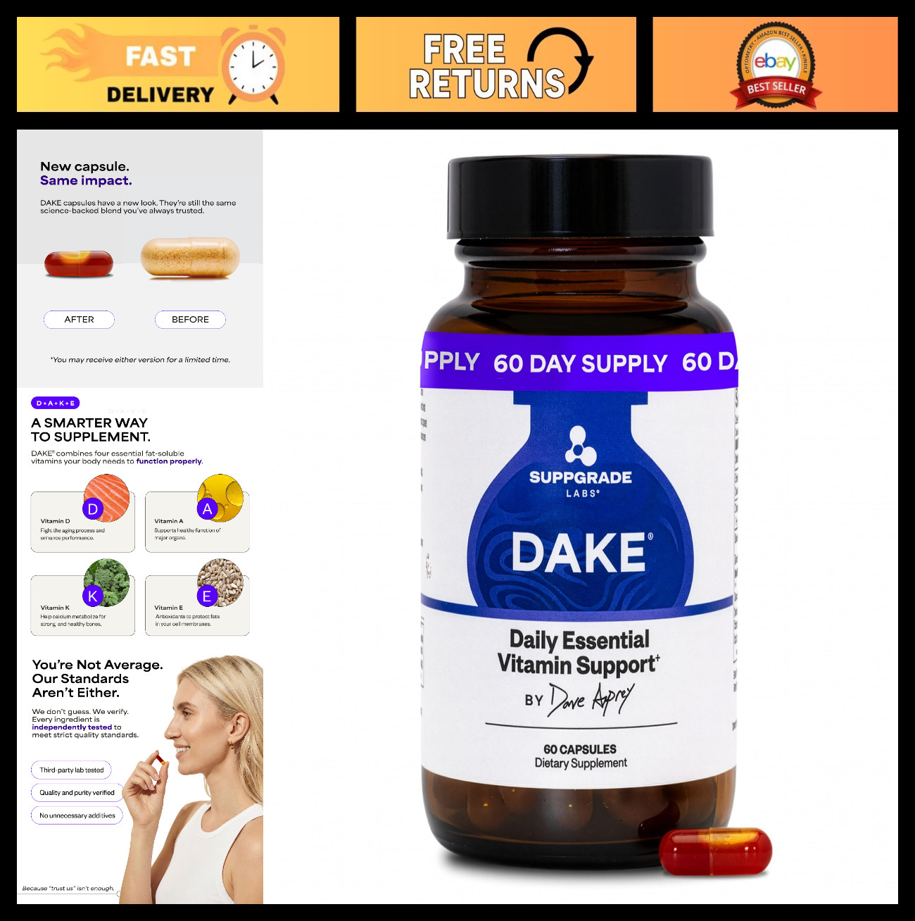 Synergistic Vitamin D-A-K-E Supplement | Immune, Bone, Joint & Heart Support | 6