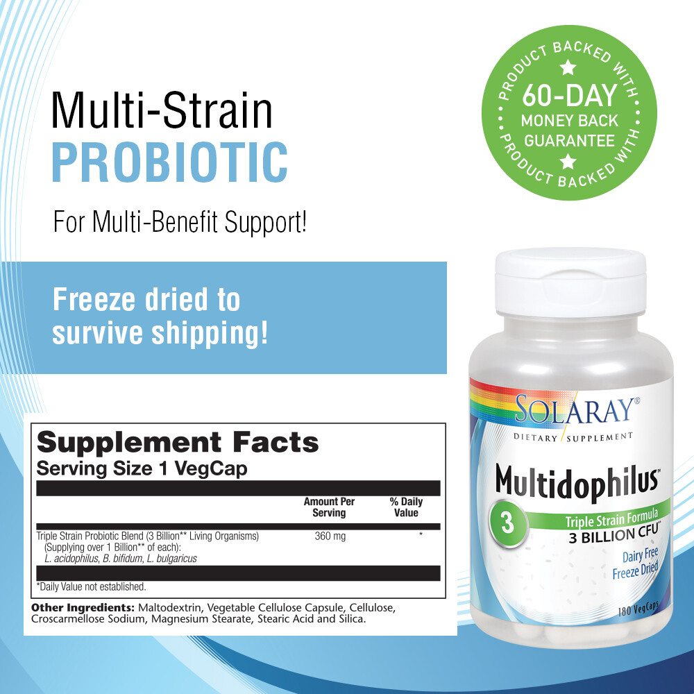 Solaray Multidophilus 3 Freeze Dried | 180 VegCaps