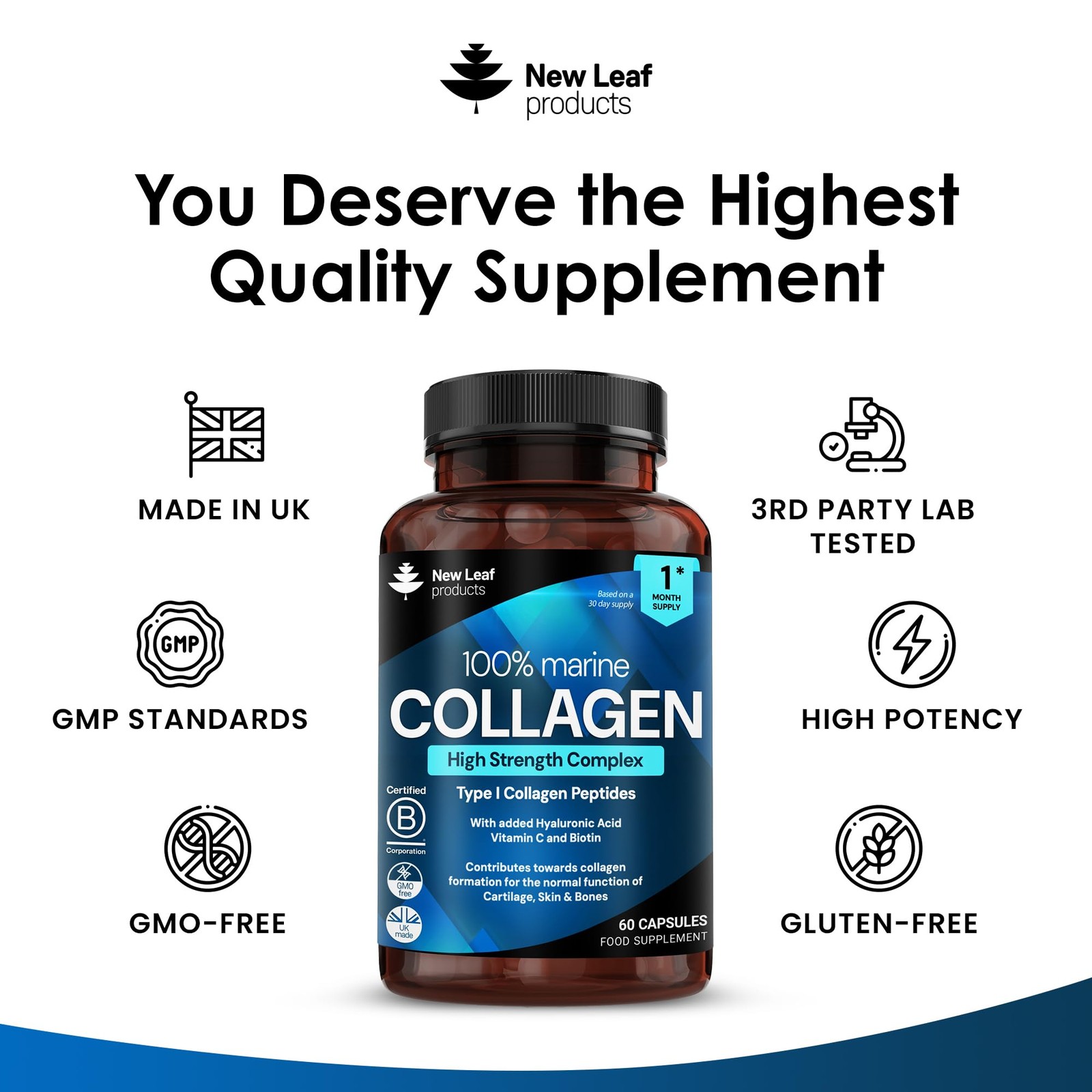 Marine Pure Collagen 100 % Marine Collagen Type 1 Hydrolysed Collagen Peptides