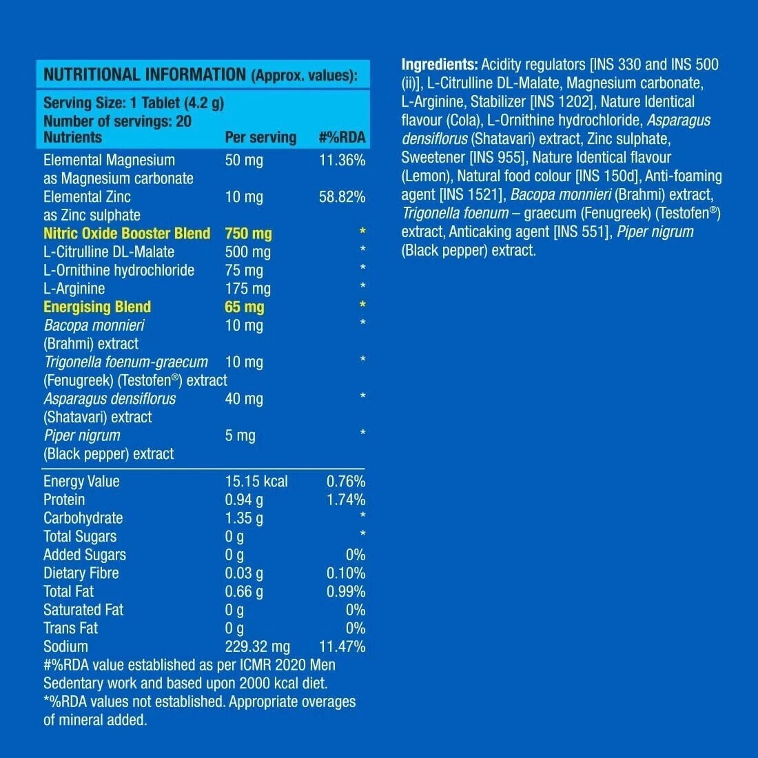 Fast&Up Man Extend Fenugreek Extract 20 Effervescent Tablets with Fast Ship v899