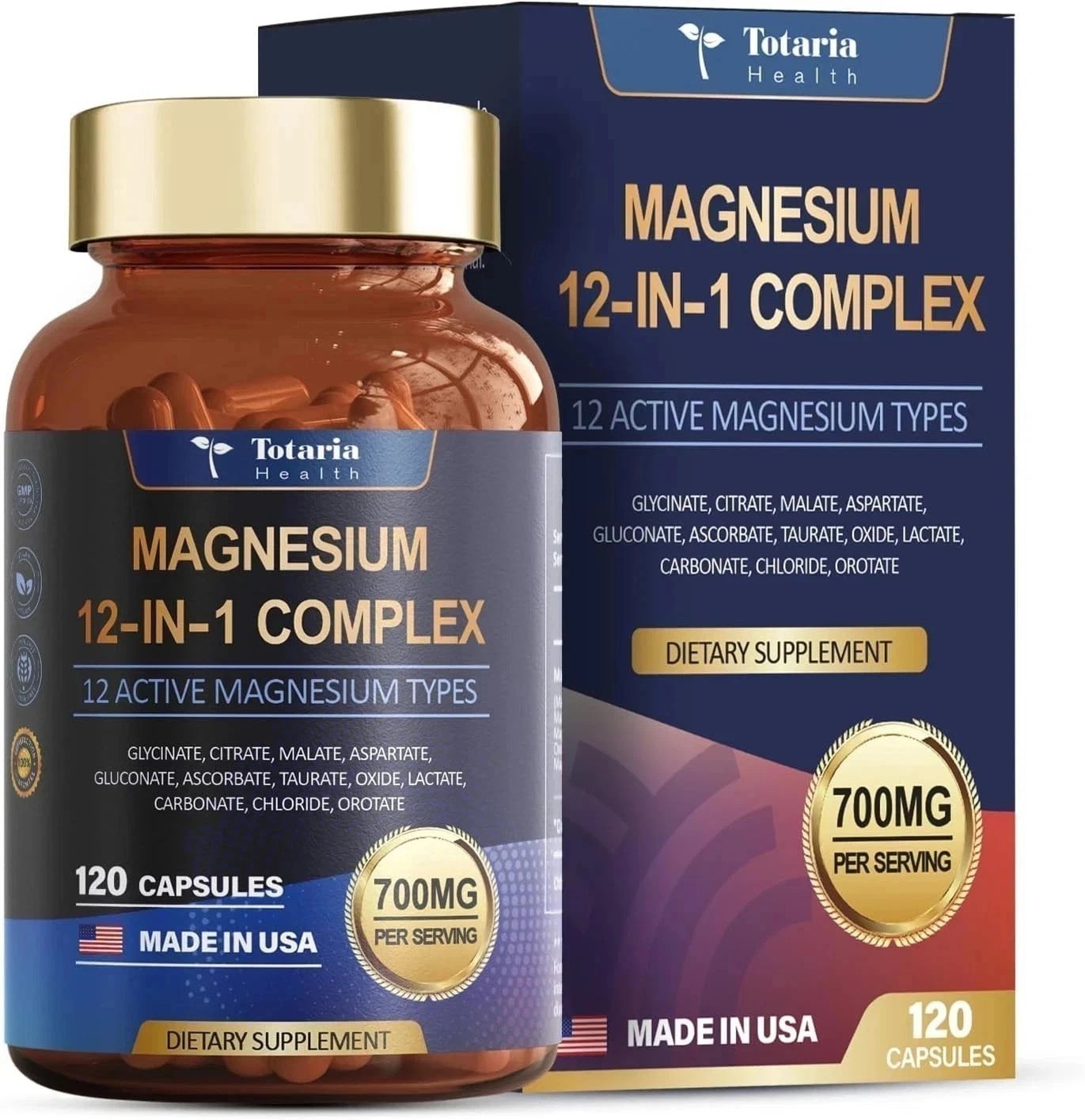 3 Bottles Magnesium 12 in 1 Complex 700mg-Glycinate Citrate Malate Taurate NEW