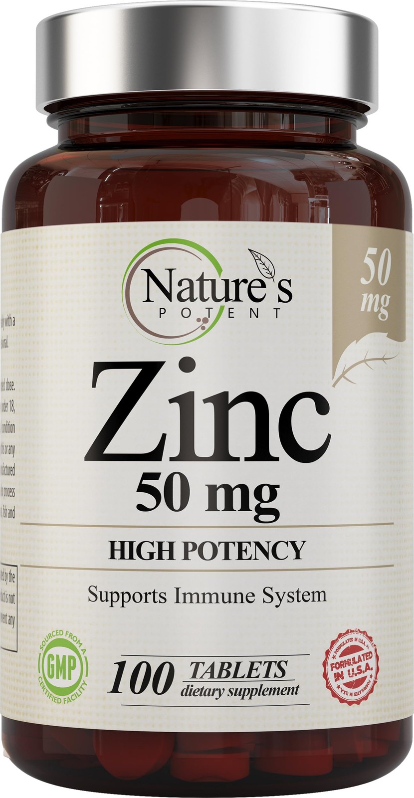 Zinc 50mg [High Potency] Supplement – Immune Support 100 Count (Pack of 1)