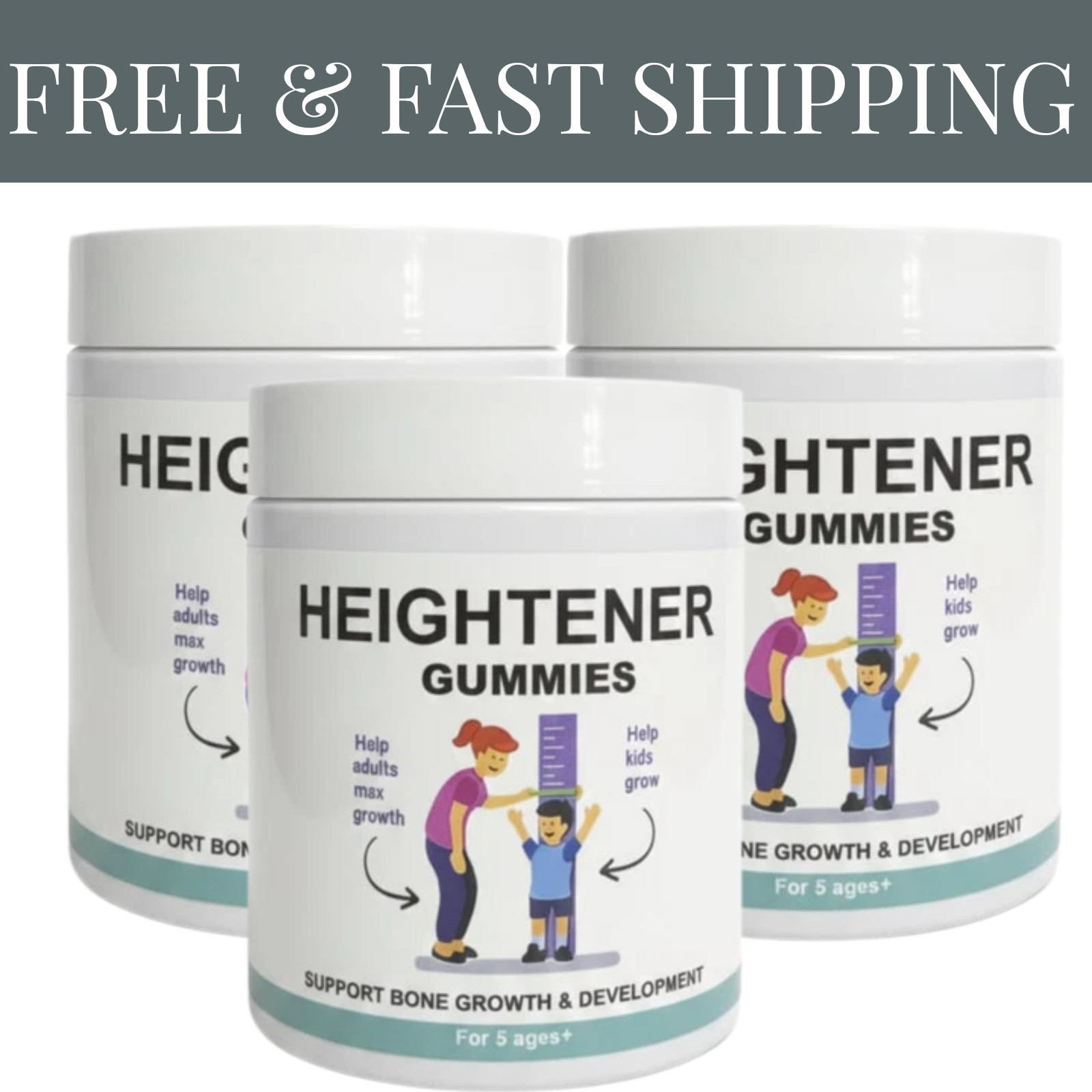 Organic Heightener Gummies Height Growth Supplement For Kids Teens Support-New