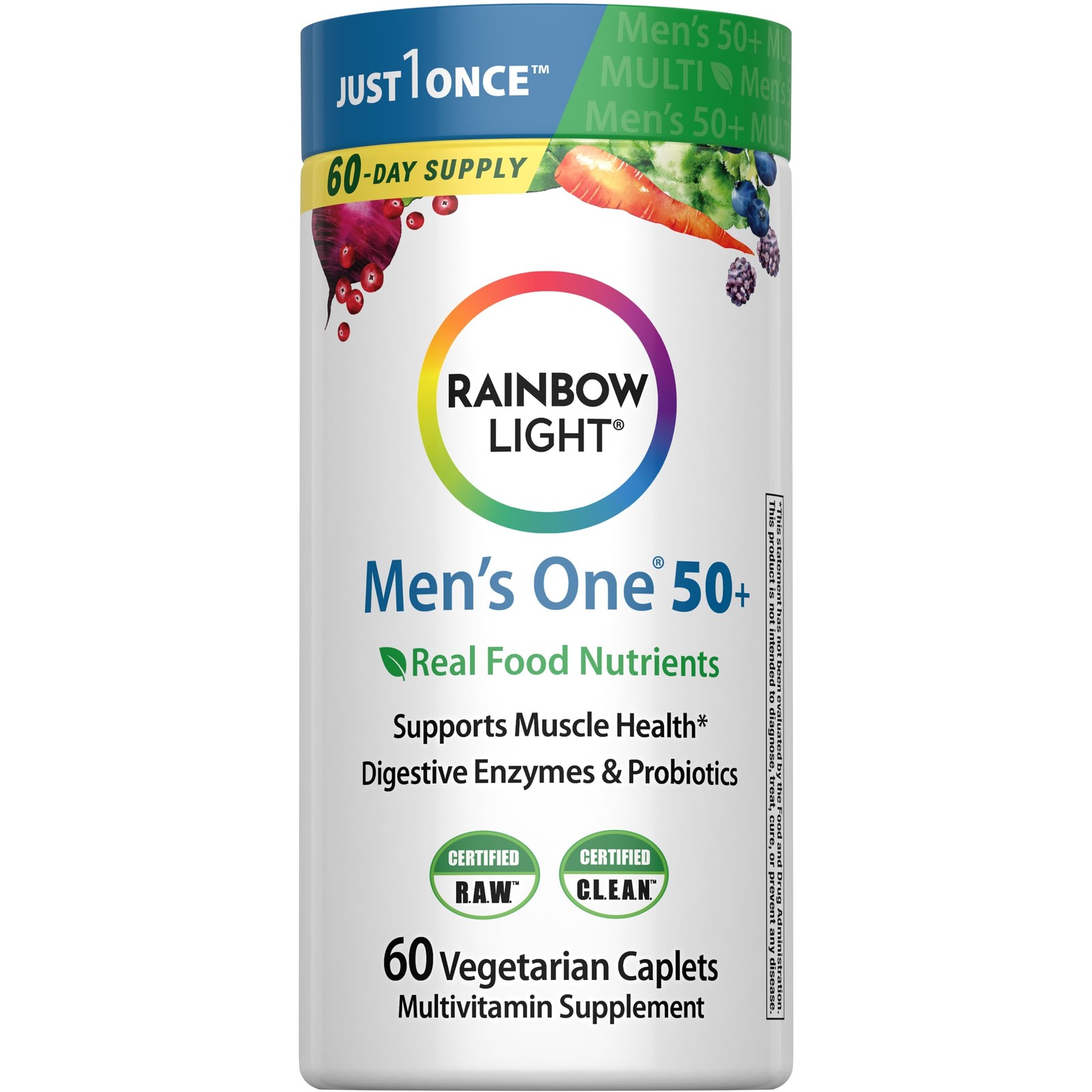 Rainbow Light Mens Multivitamin One + for 50 Plus 60 Count (Pack of 1), Multi