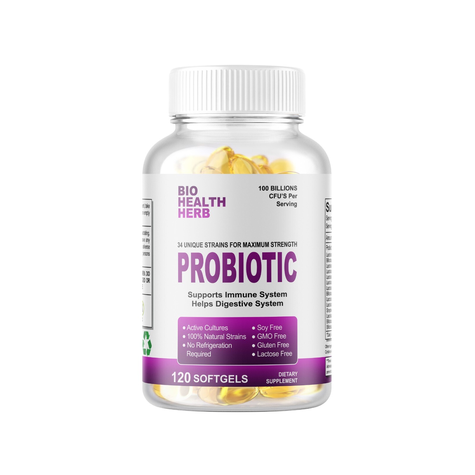 Raw Probiotics 100 Billion CFU Potency Digestive Immune Health 34 strains 120