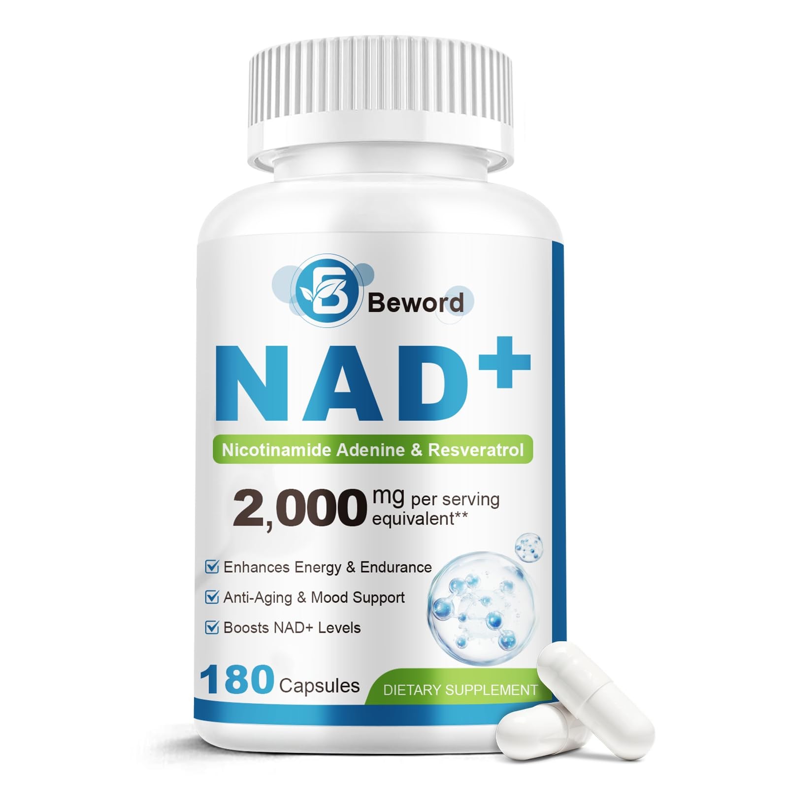 Beword Liposomal Nad 2000 Mg 180 Capsules 4-In-1 Formula Liposomal Nad