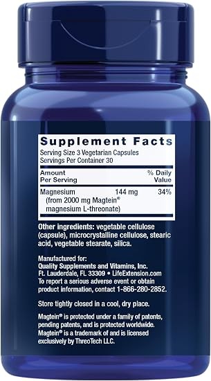 Neuro-Mag Magnesium L-Threonate from 2000 mg Magtein – Life Extension 90caps