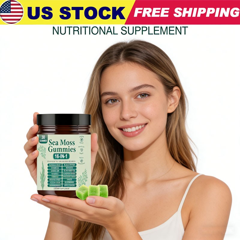 Quality 16 in 1 Organic Sea Moss Gummy | Irishmoss Extract 6000Mg | Green Apple
