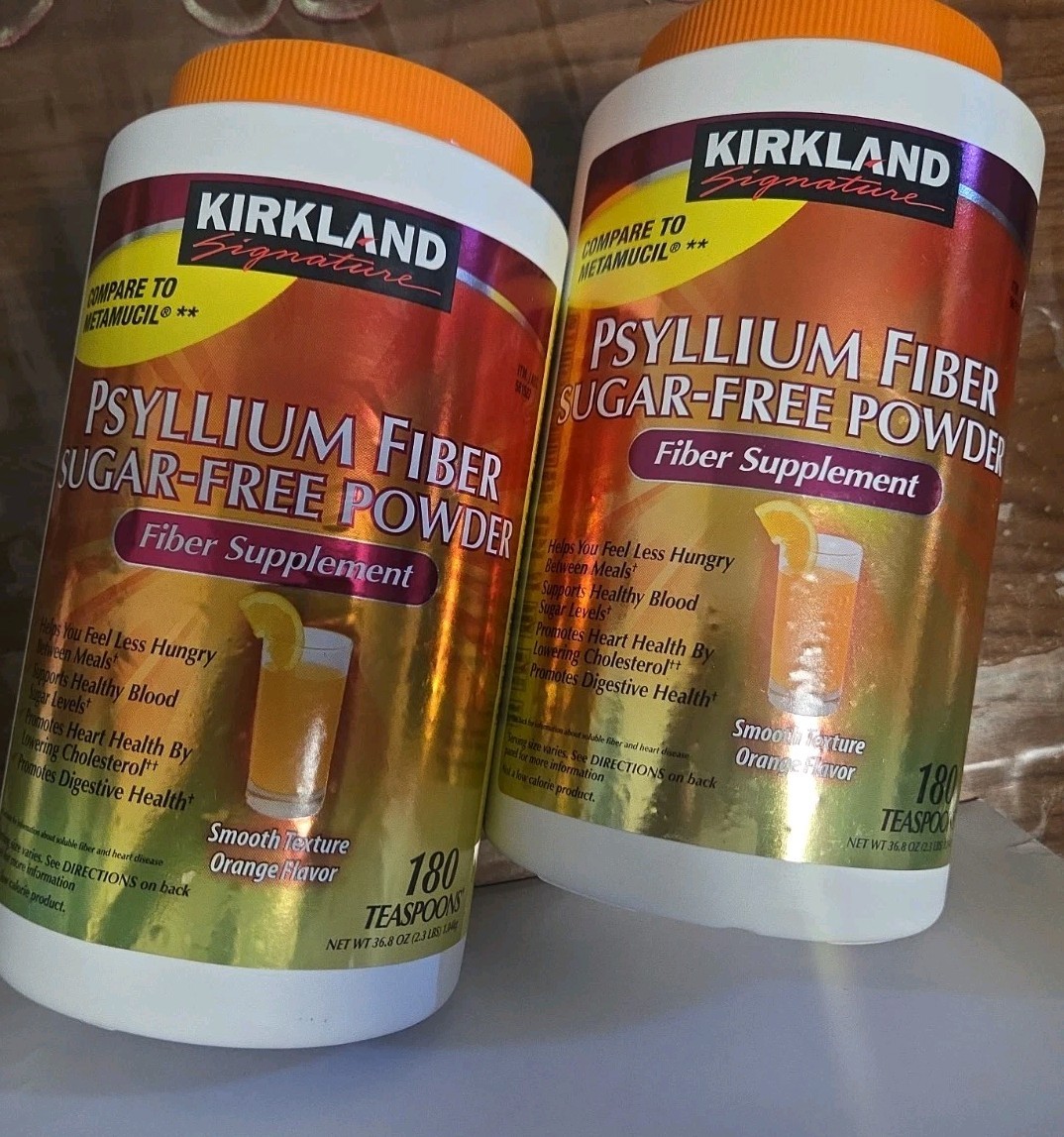 Kirkland Signature Psyllium Fiber Sugar Free Powder Orange 02/2027 2 Bottles