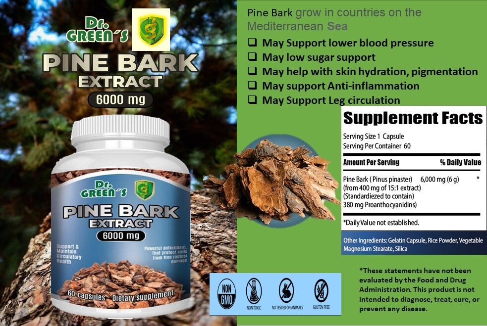 BOTTLES PINE BARK EXTRACT 60 X 3 = 180 CAPS 200 mg/C like Pycnogenol