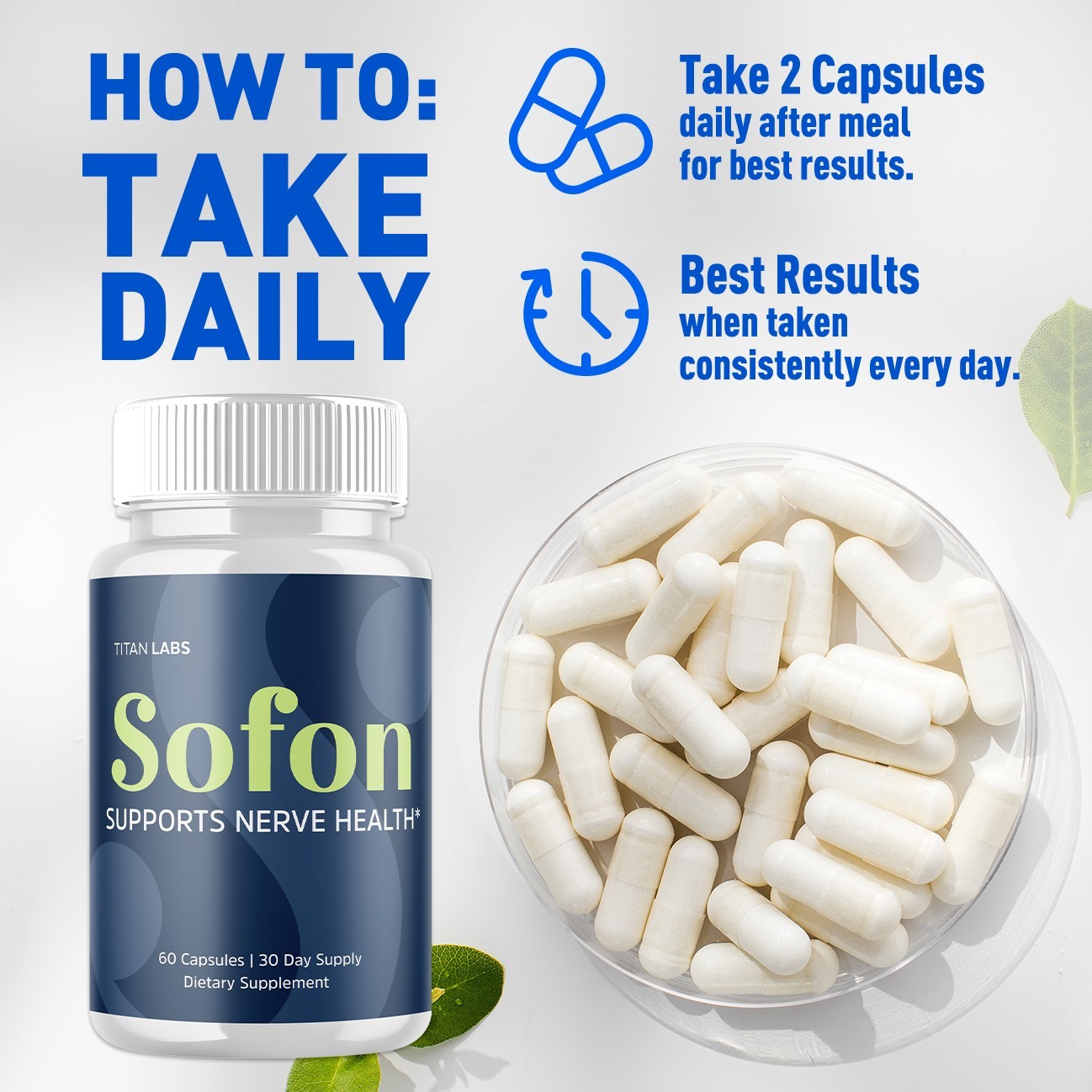 (1 Pack) Sofon Nootropic All Natural Super Nerve Support Supplement 60 Capsules