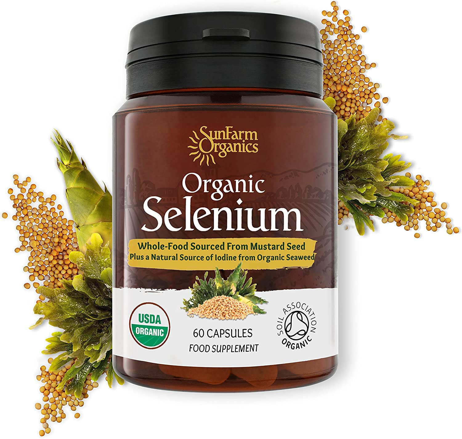Organic Selenium 200 Mcg with Iodine and Silica All from Certified Organic Whole