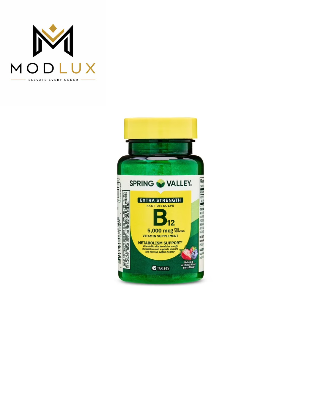 Spring Valley Vitamin B12 5000mcg Fast-Dissolve Tablets Mixed Berry 45 Count