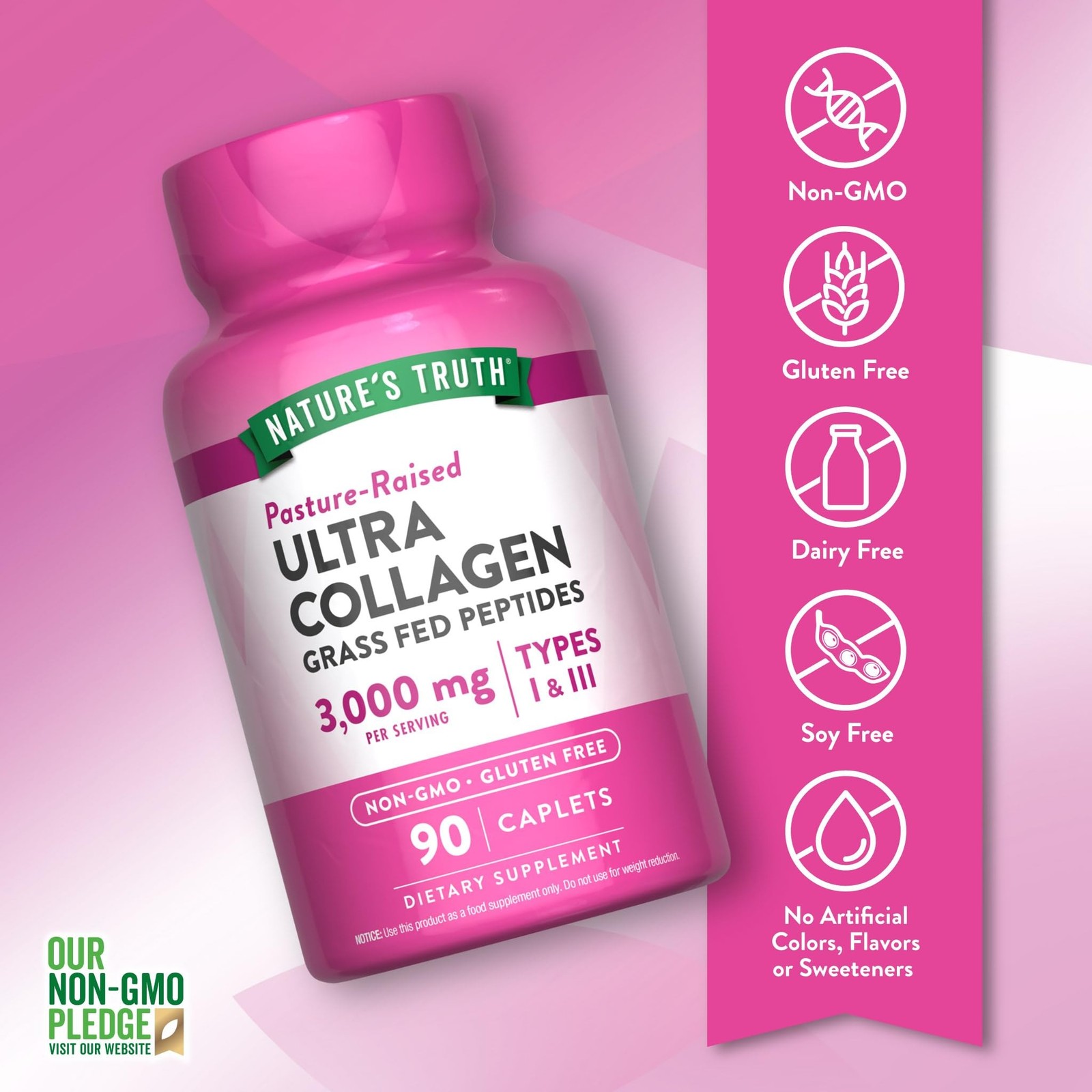 Nature’s Truth Collagen Peptides | 90 Caplets | Type 1 and 3 with Vitamin C |…