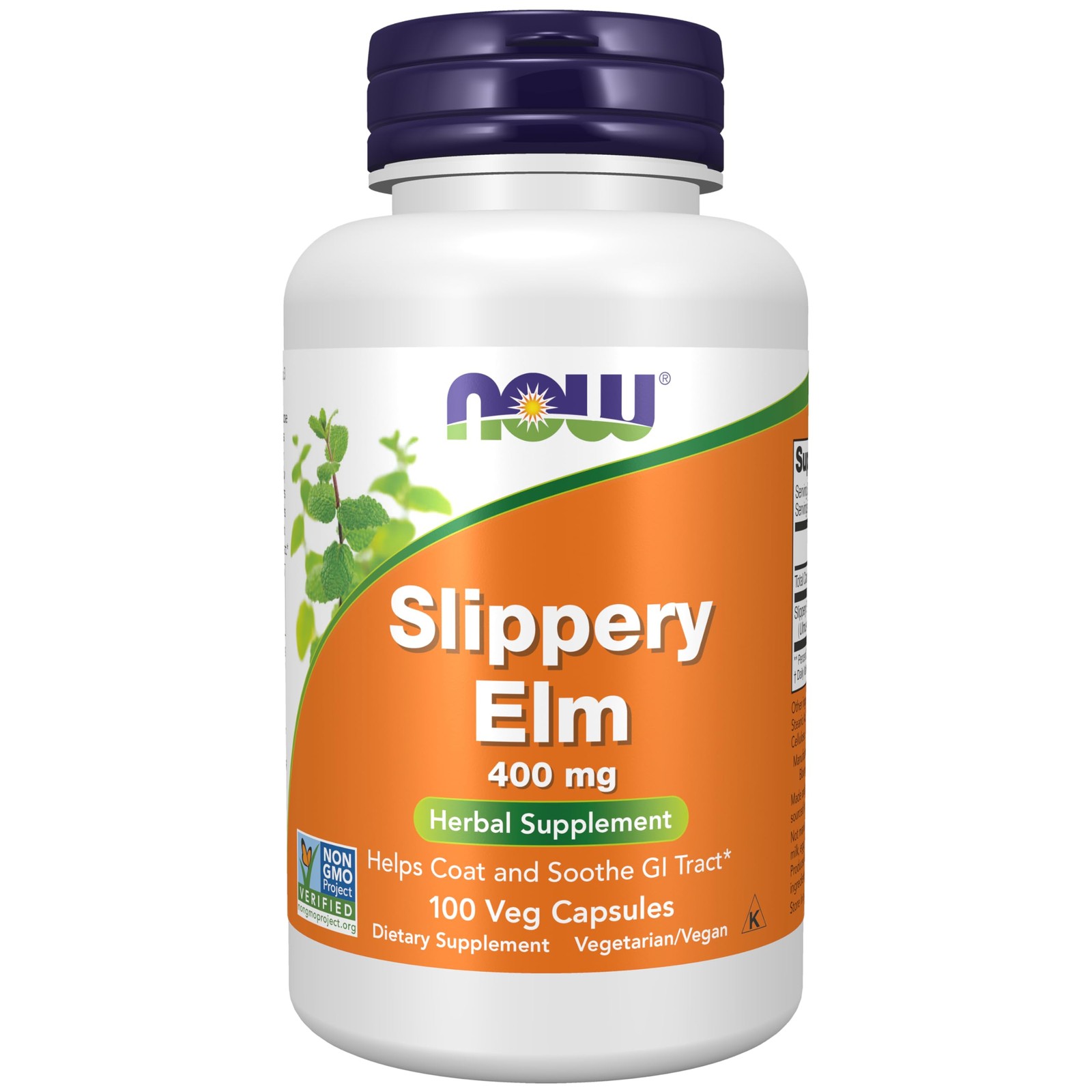 NOW Supplements, Slippery Elm (Ulmus rubra) 400 100 Count (Pack of 1), Brown