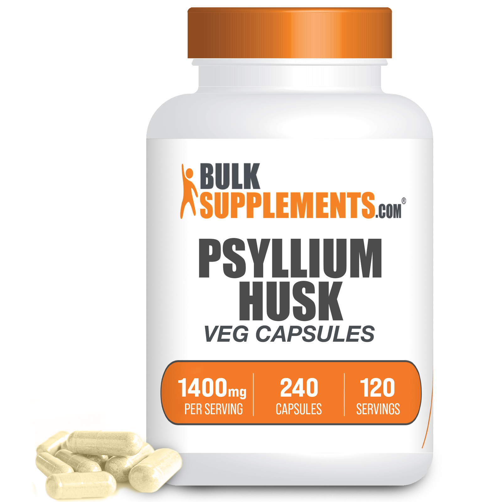 BulkSupplements Psyllium Husk 240 Capsules – Vegan Fiber Boost