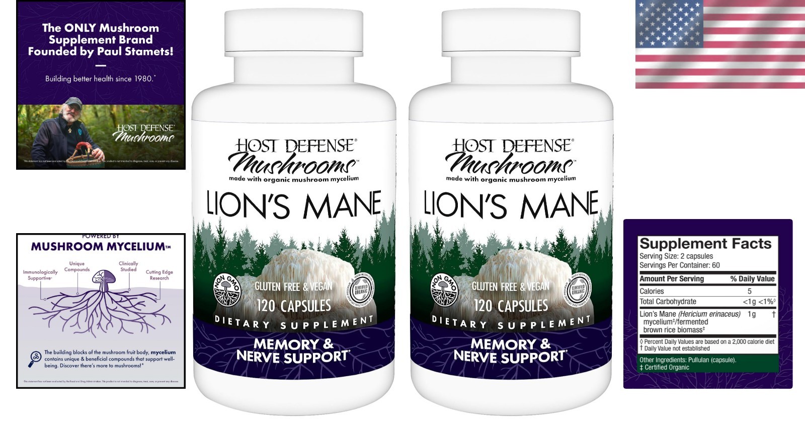 Organic Lion’s Mane Mushroom Capsules 240 Count for Daily Brain Wellness