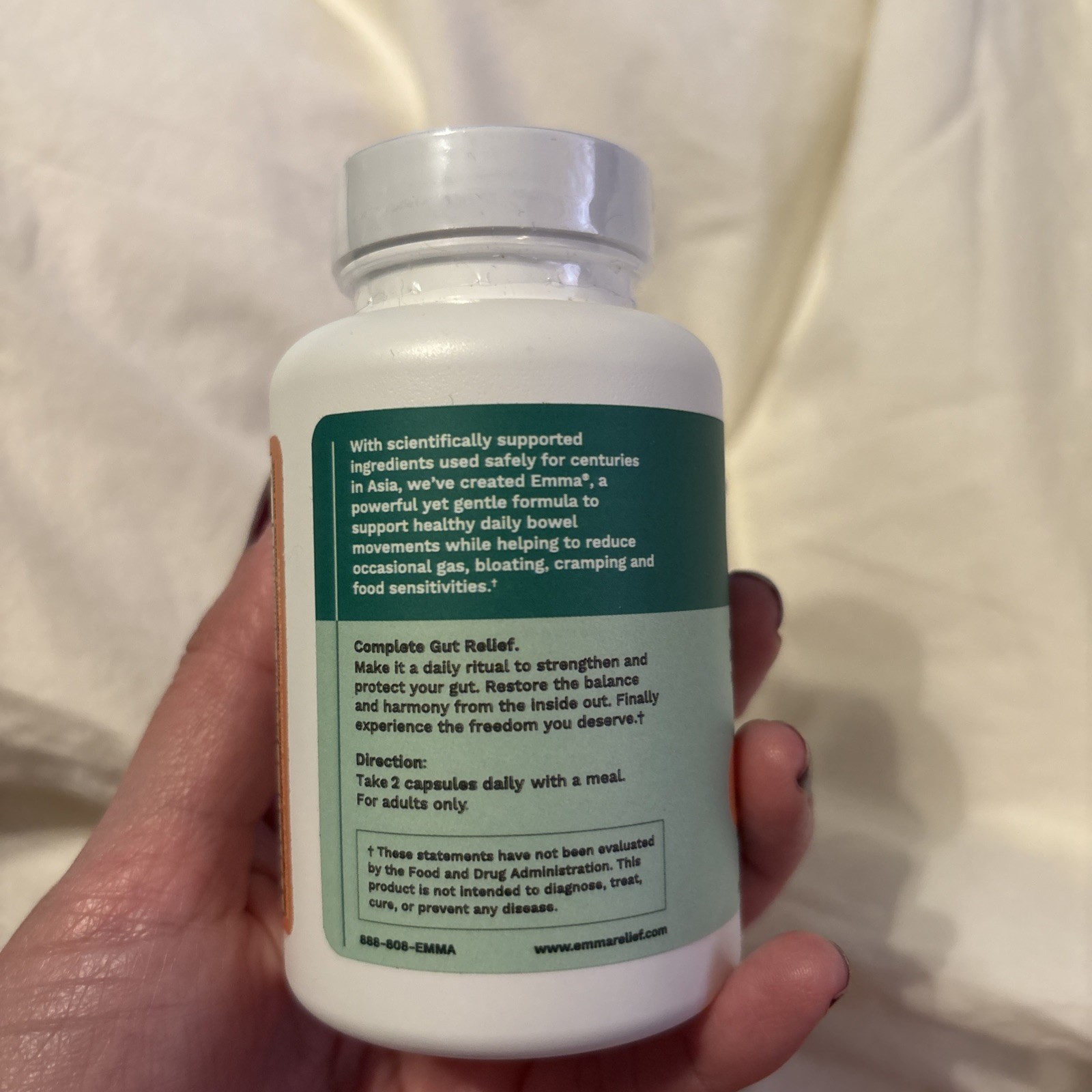 NEW Emma Gut Health Supplement for Gas & Bloating Relief,60 Capsules