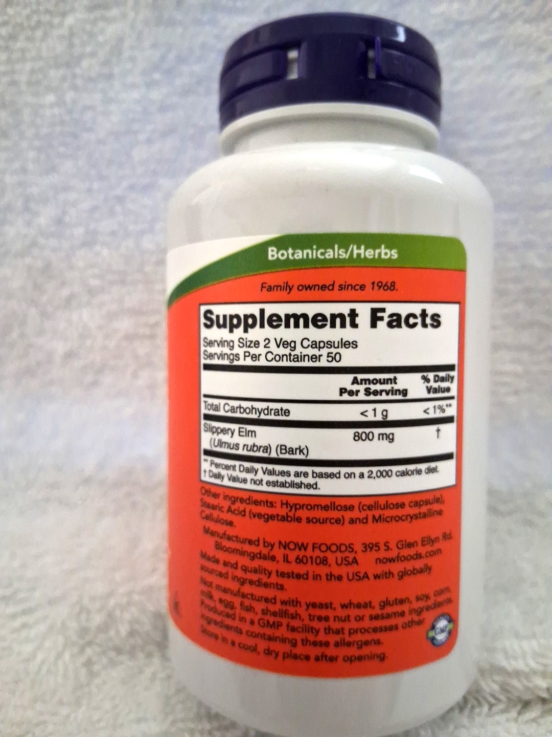 Slippery Elm 400Mg 100 Capsules Exp.07/2028