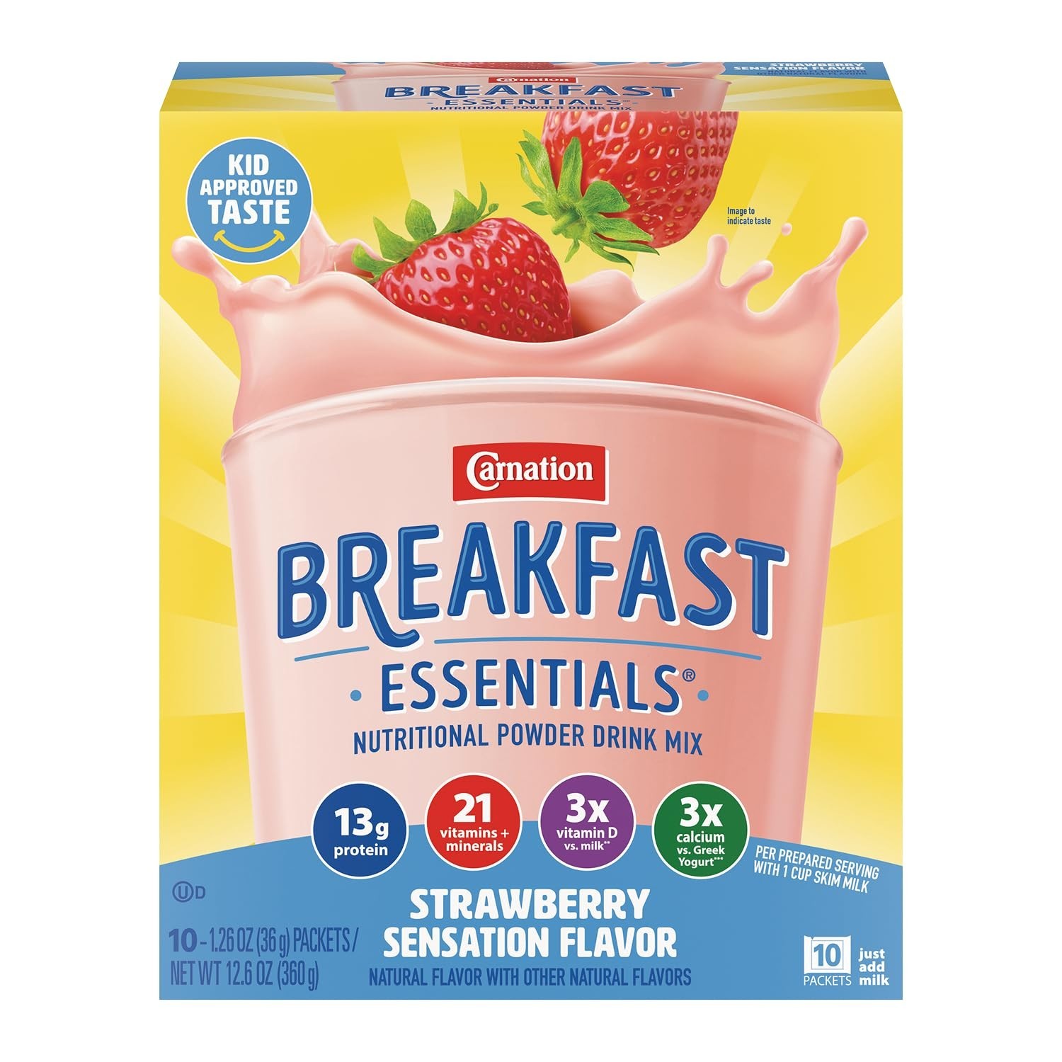 Carnation Breakfast Essentials Complete Nutritional Drink Strawberry 1.26 oz….