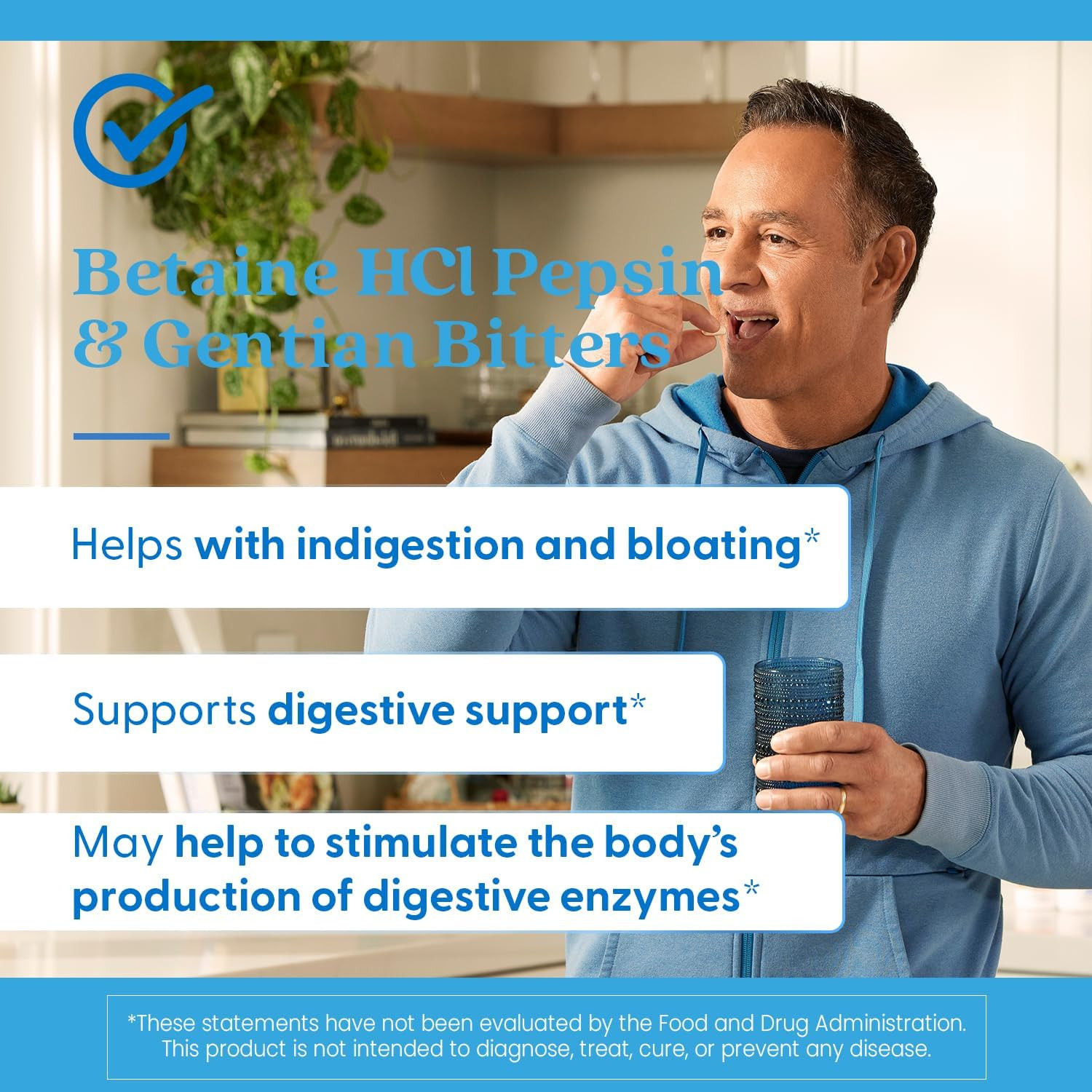 Betaine HCI Pepsin & Gentian Bitters, Digestive Enzymes for Protein Breakdown &