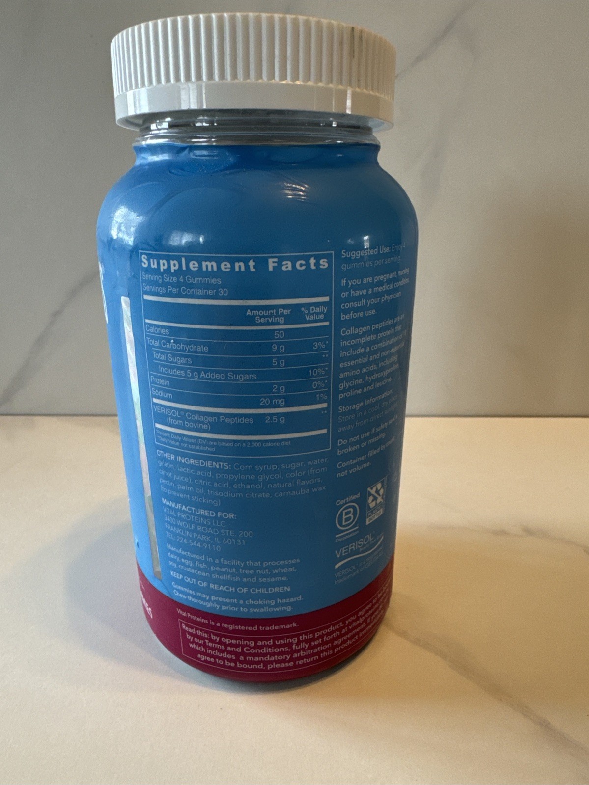 Vital Proteins Collagen Gummies Raspberry 120 Count Hair Skin Nails