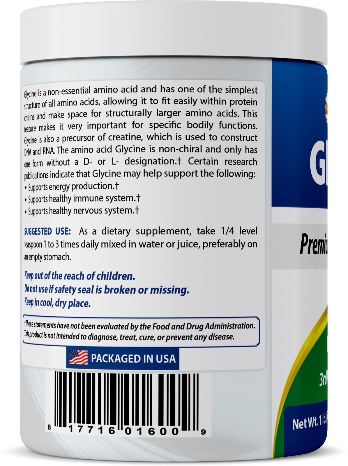 Glycine Powder 1 LB *Boosts Energy/Nervous System Support*