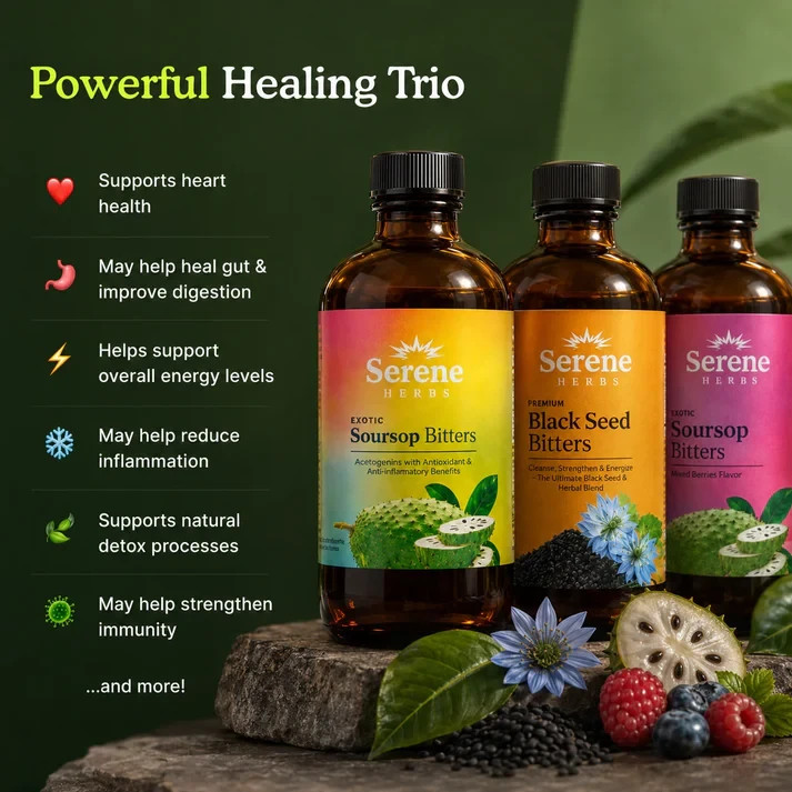 Serene Herbs Soursop Daily Gut Drops or Soursop Bitters Herbal Supplement