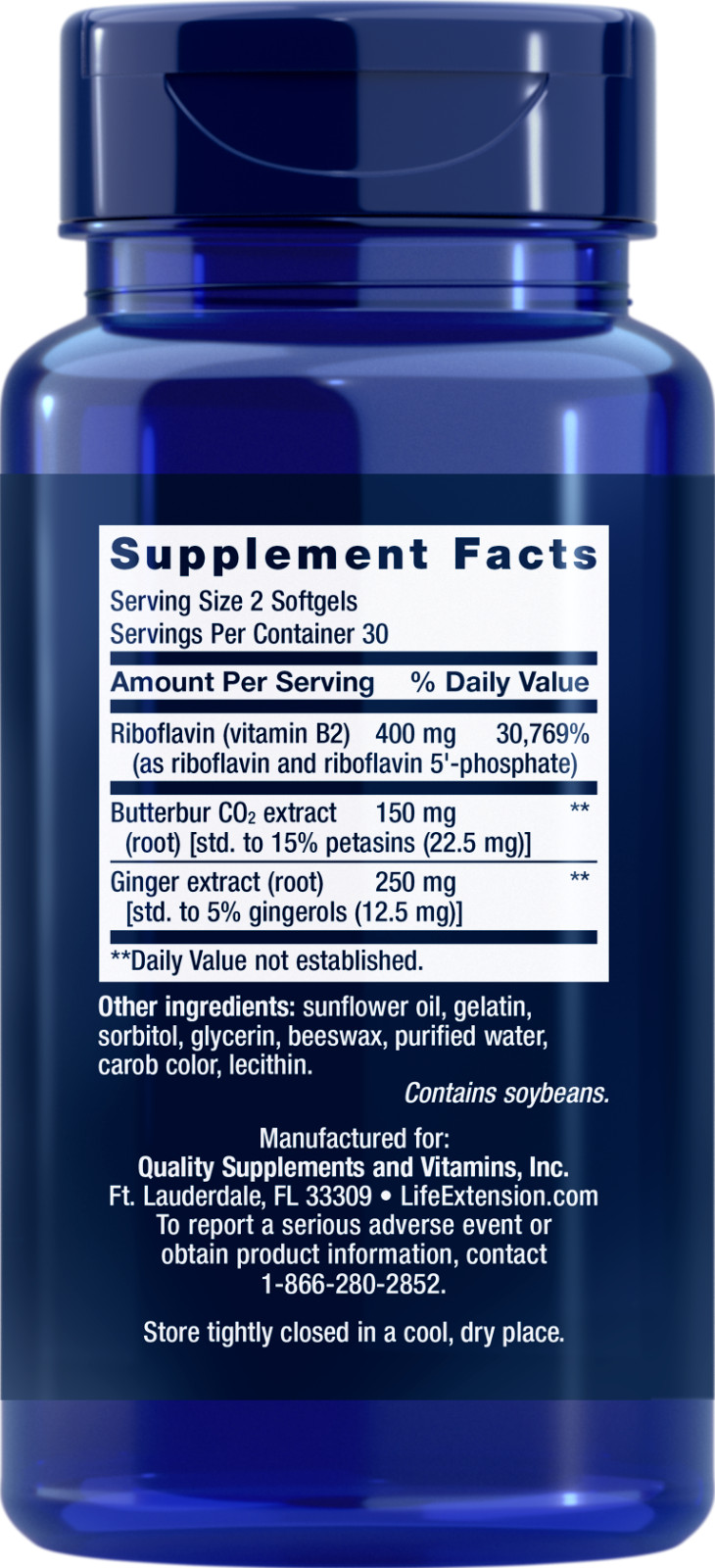 5 PACK Life Extension Migra Eeze Butterbur Ginger Riboflavin Formula 60 Softgels