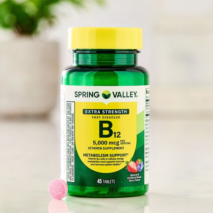 Spring Valley Vitamin B12 5000mcg Fast-Dissolve Tablets Mixed Berry 45 Count