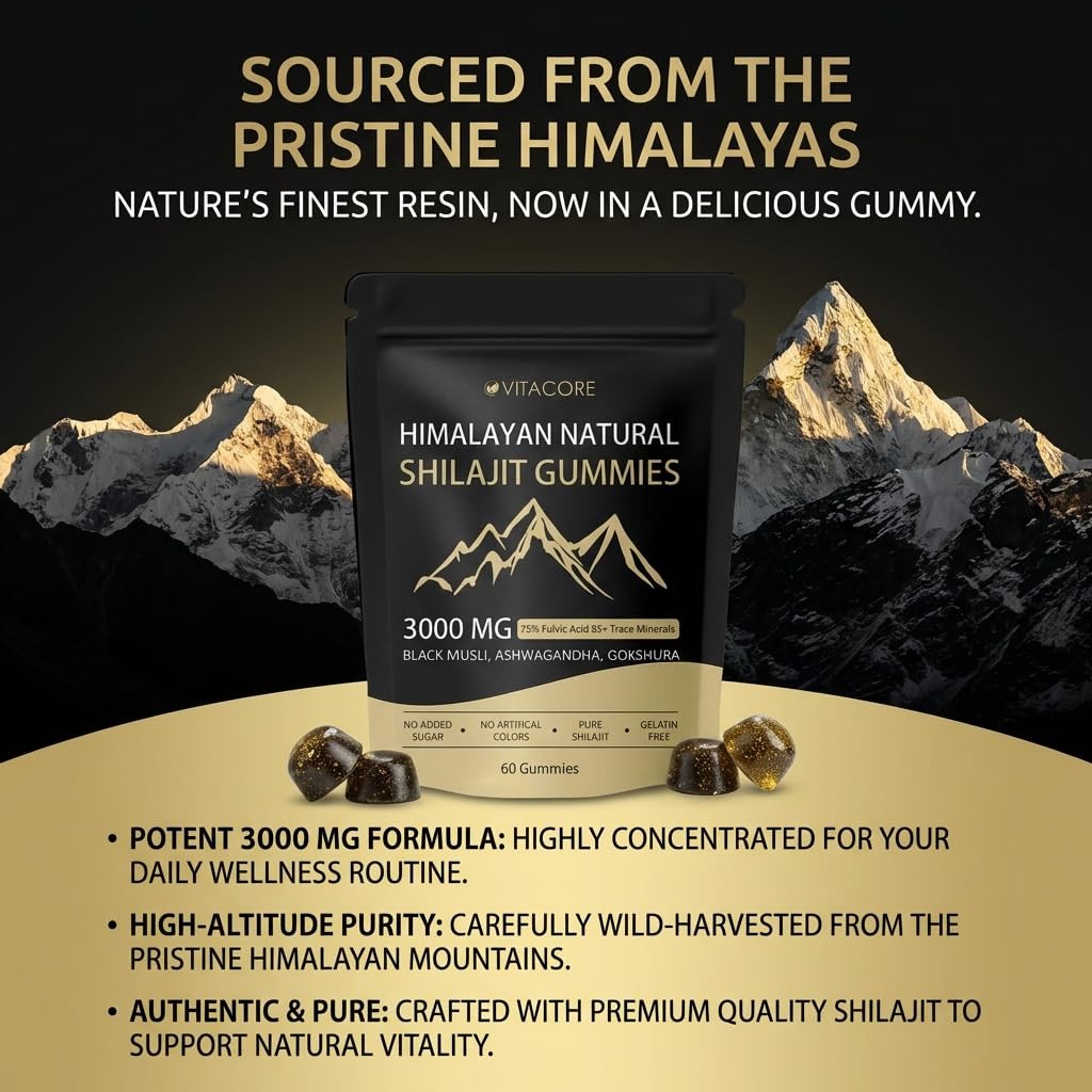 VitacoreHimalayan Shilajit Gummies, Vitadrive Himalayan 30 Count (Pack of 1)
