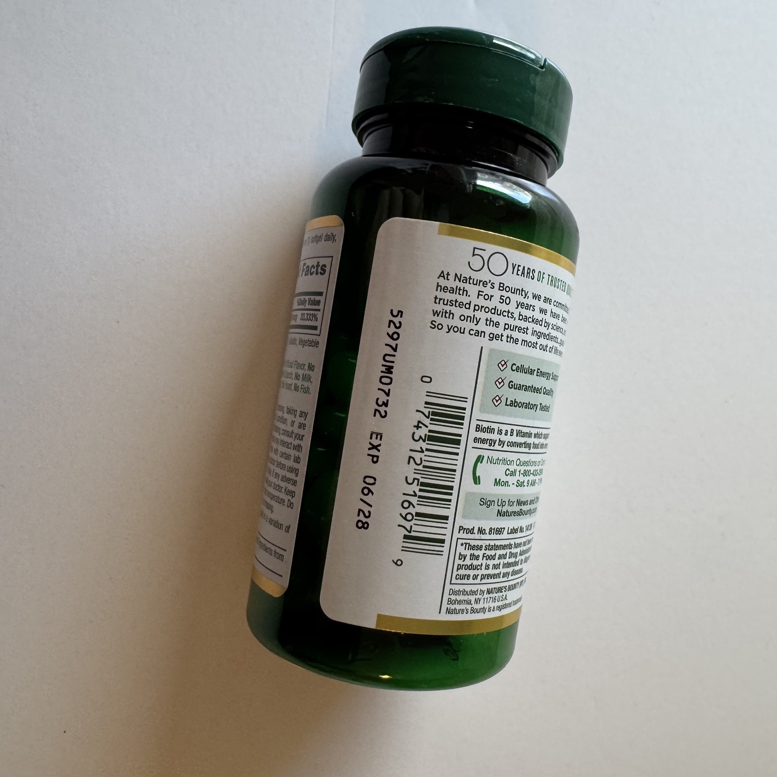 (EXP 06/2028) Nature’s Bounty Biotin 10000 mcg 120 Rapid Release Softgels