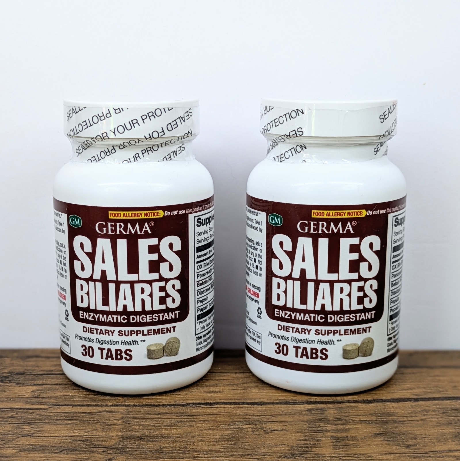 (2 Pack) Germa Sales Biliares, Enzymatic Digestant, 30 Tabs Ox Bile Exp. 08/27