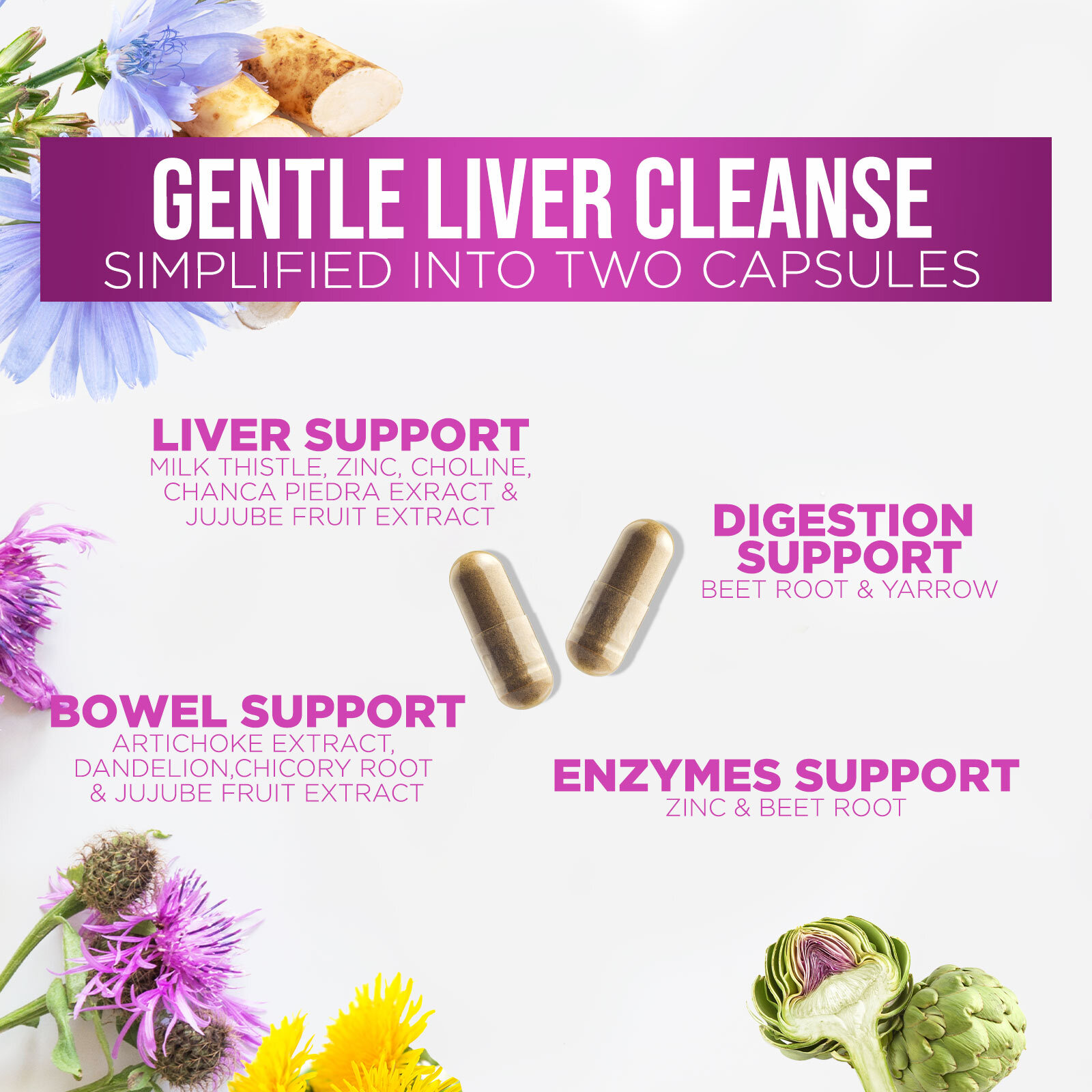 Liver Cleanse & Detox Support Supplement 1166mg with 22 herbs + Milk Thistle