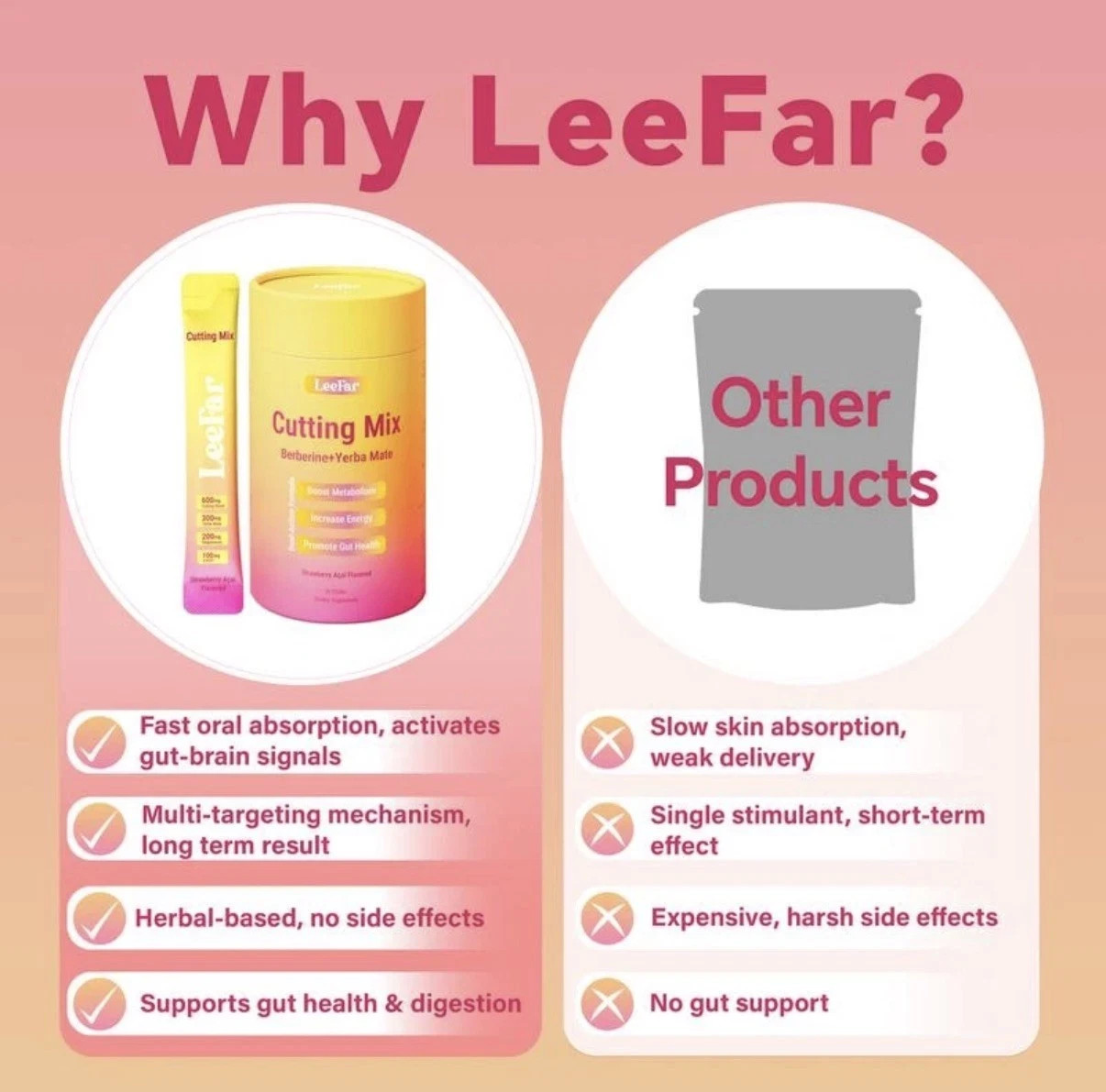 LeeFar Cutting Drink Mix – Berberine, Chromium, FOS, Yerba Mate