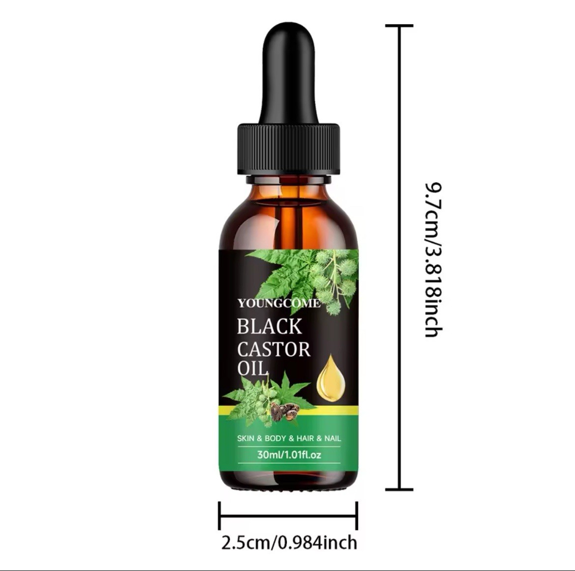 60ml Organic Black Castor Oil – Hair Growth, Strengthens Hairline, Skin & Body.