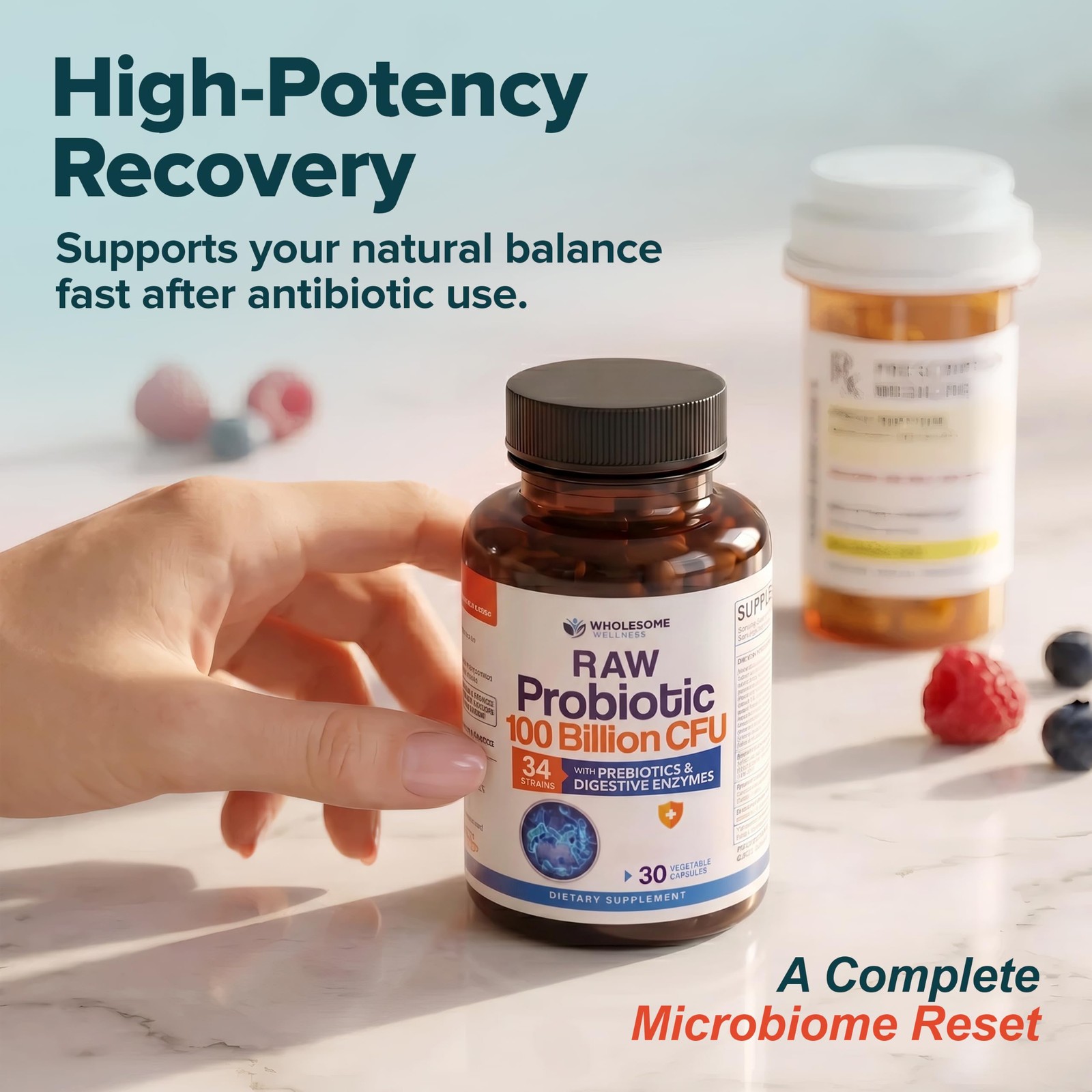 Wholesome Wellness Organic Raw Probiotics 100 Billion 30 Count (Pack of 1)