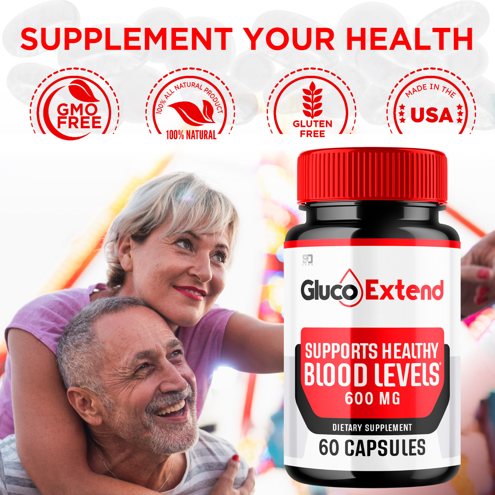 (3 Pack) Gluco Extend Pills, Blood Sugar Health Support Formula, 180 Capsules