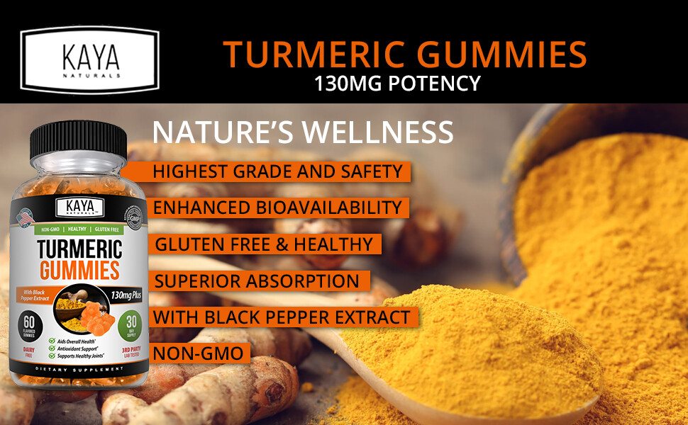 Turmeric Curcumin Black Pepper Gummies 60ct Joint Pain Inflammation Relief Gummy