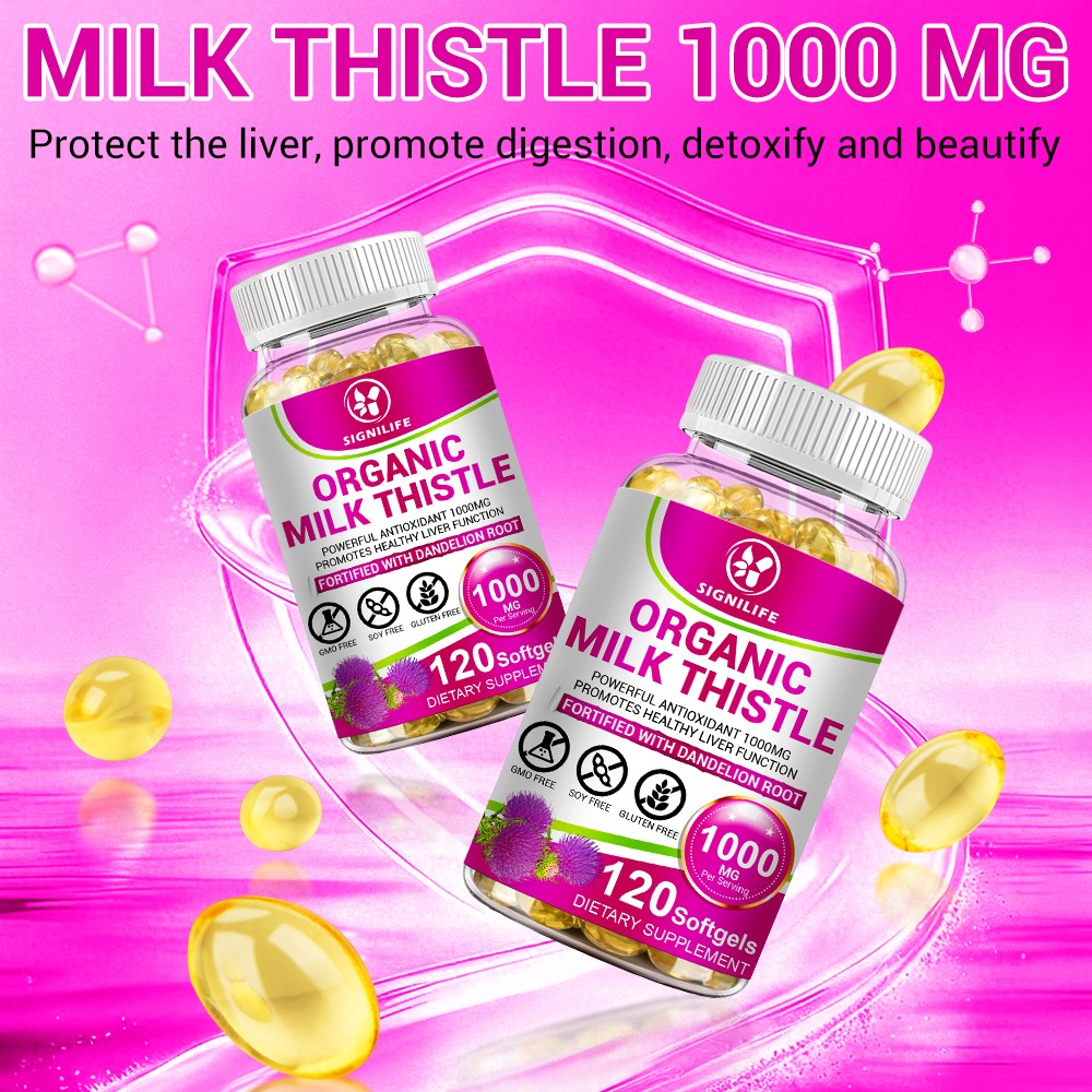 Milk Thistle Liver Cleanse Detox Herbal Liver Support Supplement 120 Capsules.