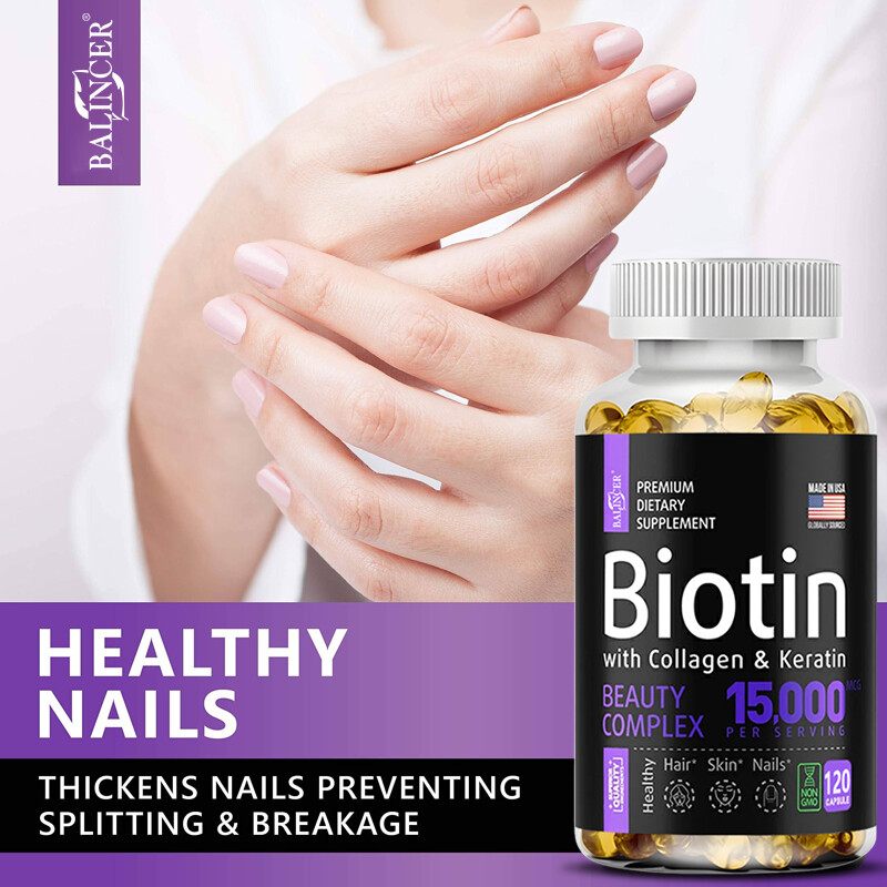 Biotin with Collagen & Keratin 15,000mcg For Hair,Skin,Nails,Joints Vitamins
