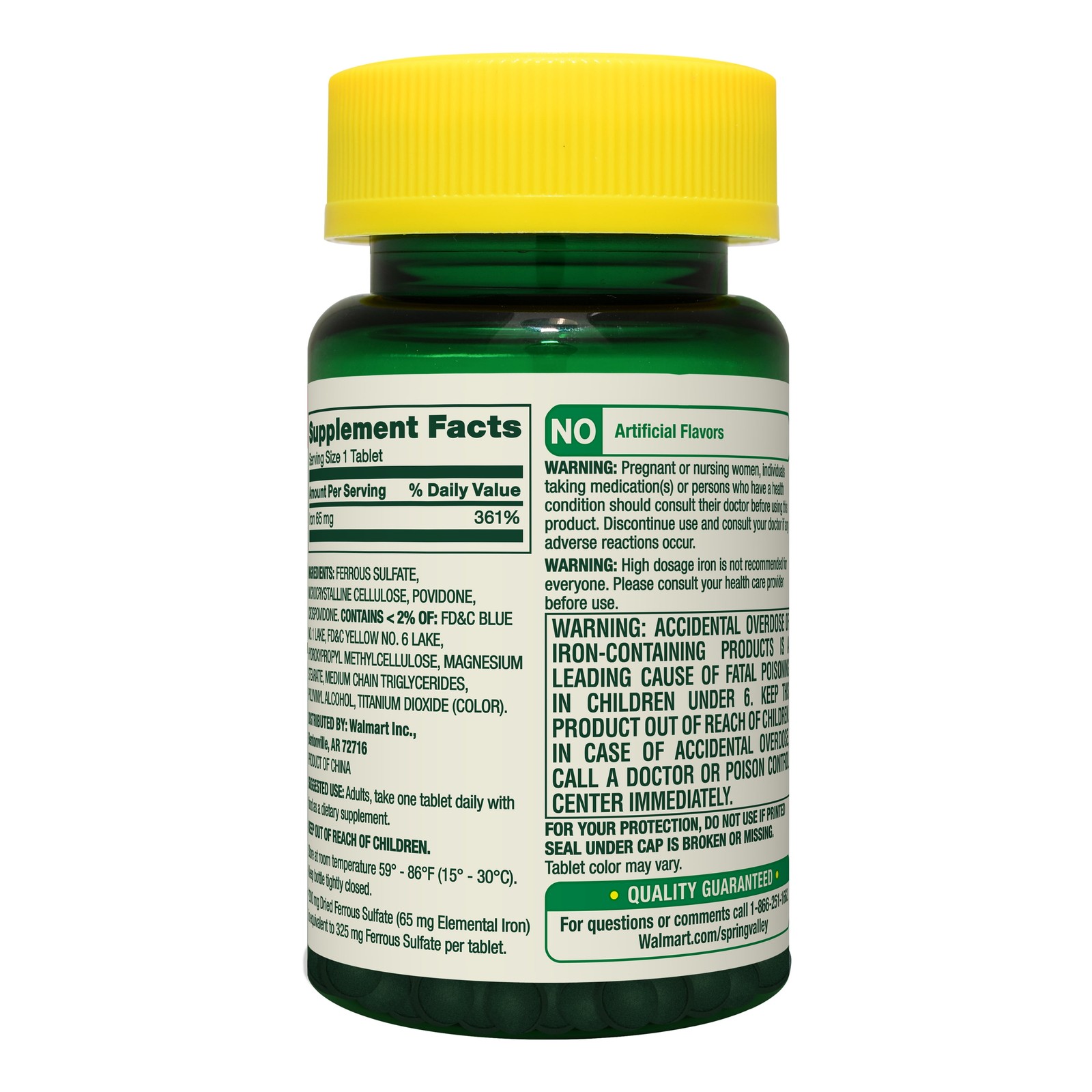 Spring Valley Iron 65 Mg, 200 Ct Total Tablets Pills Tablet Free shipping