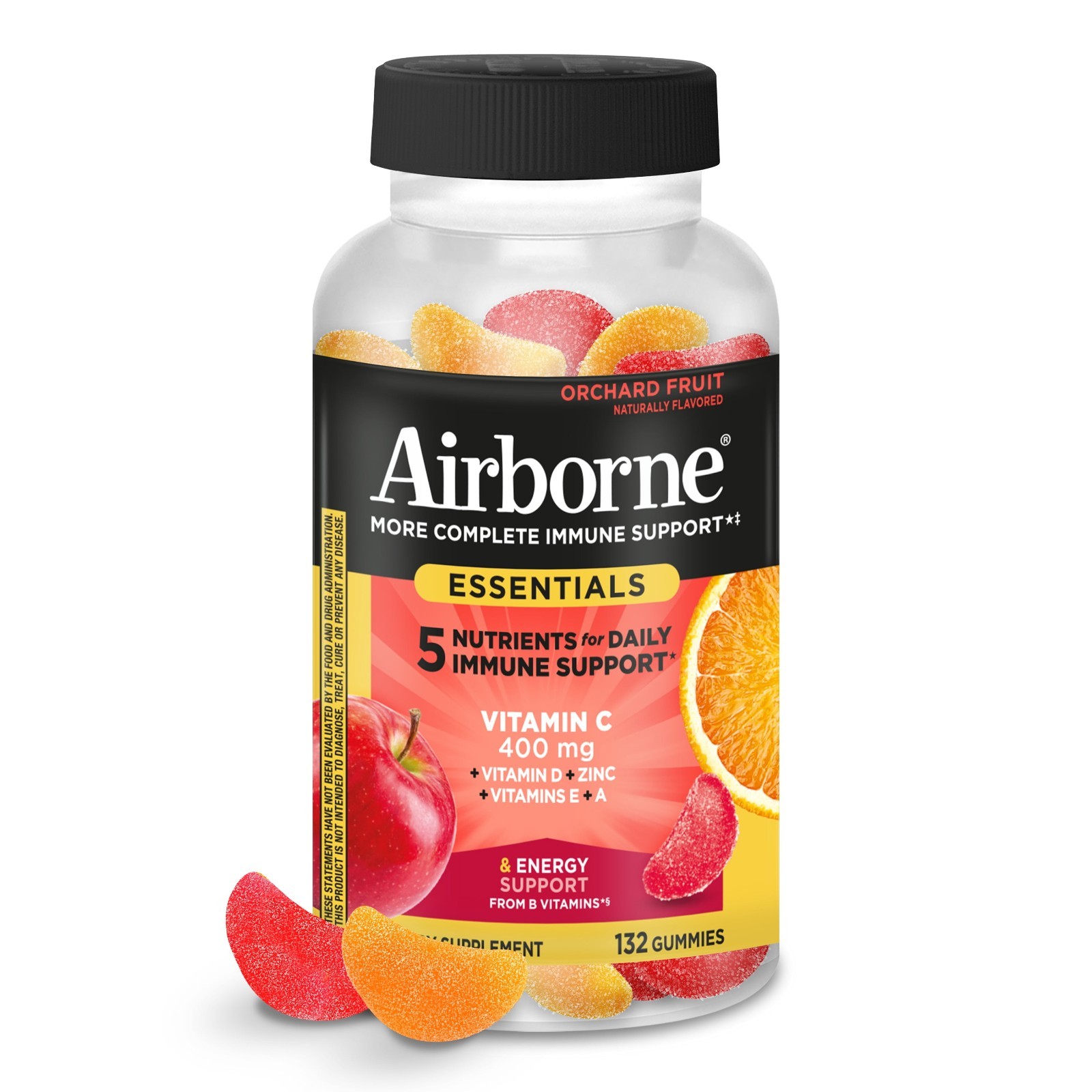 2 Pack Airborne Vitamin C Gummies Immune Essentials Assorted Fruit 132 Count