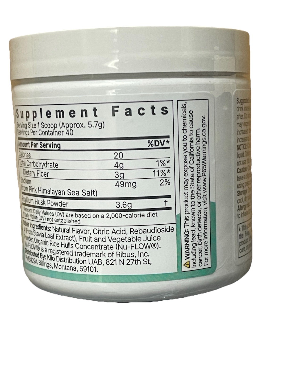 ColonBroom Psyllium Husk Powder, Strawberry Psyllium Husk Powder 40 Servings