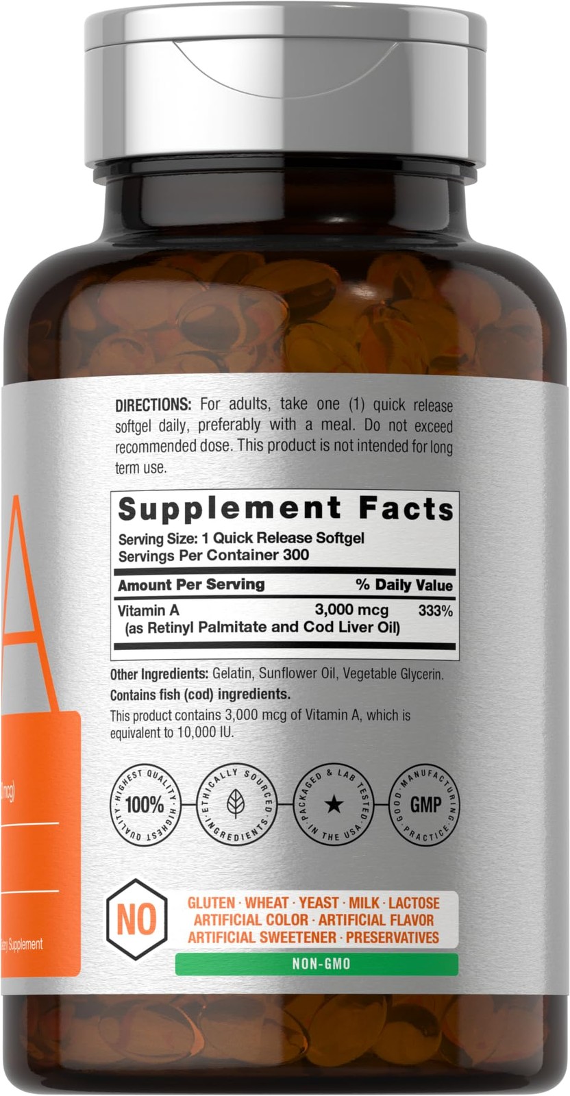 Horbäach Vitamin A 10000 IU Softgels | 300 Count | 300 (Pack of 1)