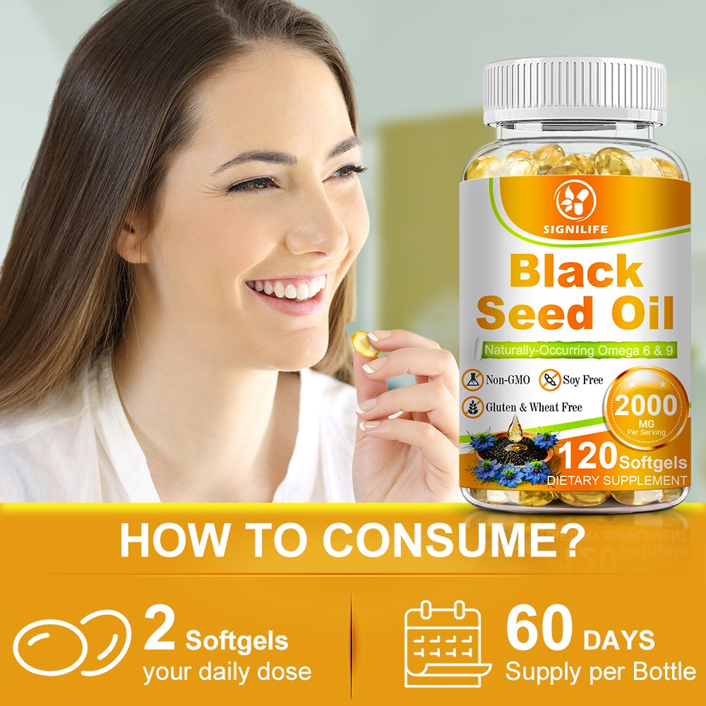Black Seed Oil Capsules 2000mg 120 Count Softgels -Premium Cold Pressed Non-GMO