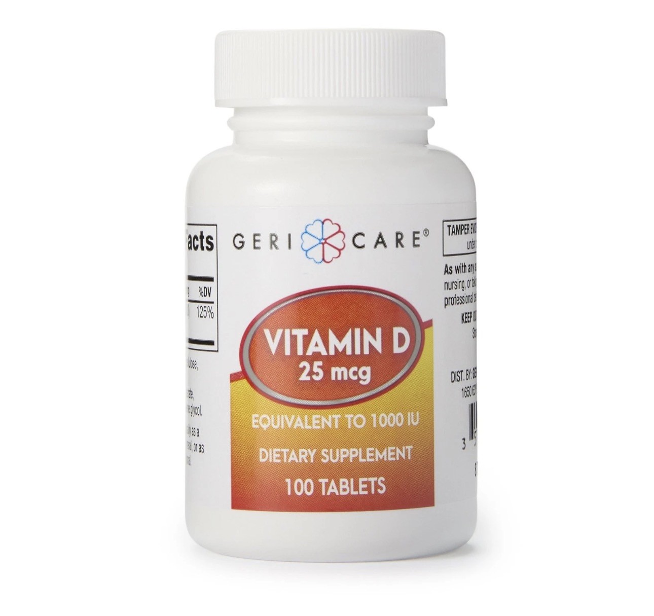 Geri-Care Vitamin D3 1000IU 25mcg Immune Support Daily Supplement 100 Tabs