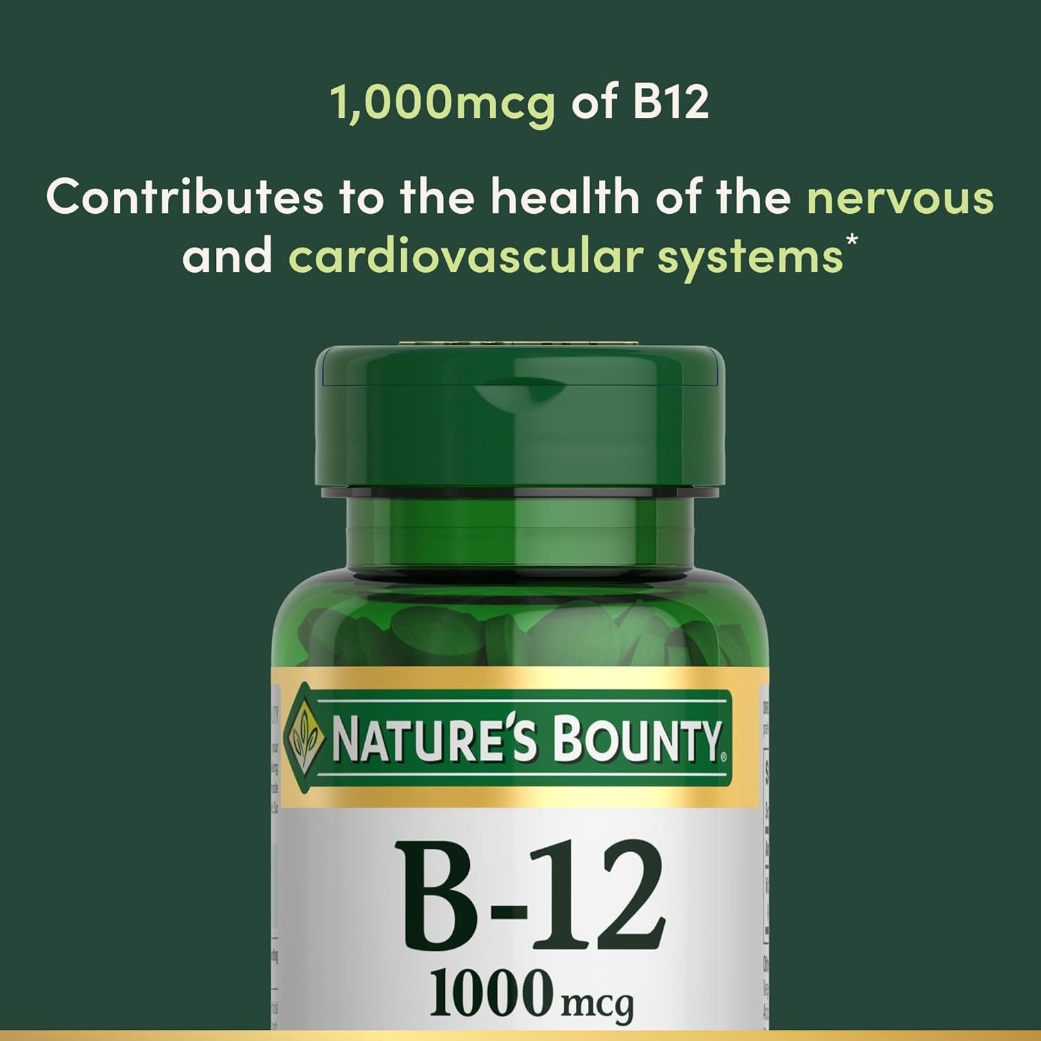 Nature’s Bounty Vitamin B12 1000 mcg 200 Tablets Energy Metabolism Supplement
