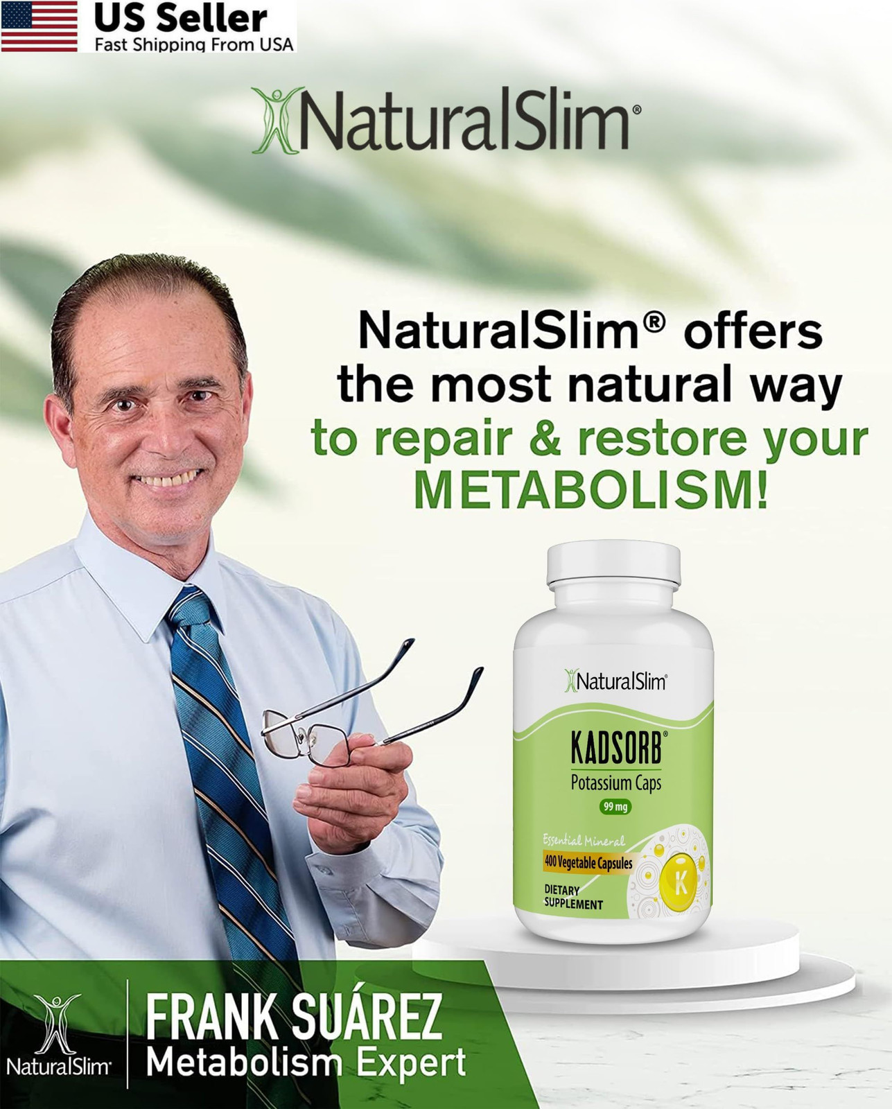 NaturalSlim Natural Potassium Citrate Gluconate 99 mg – 400 Count (Pack of 1)